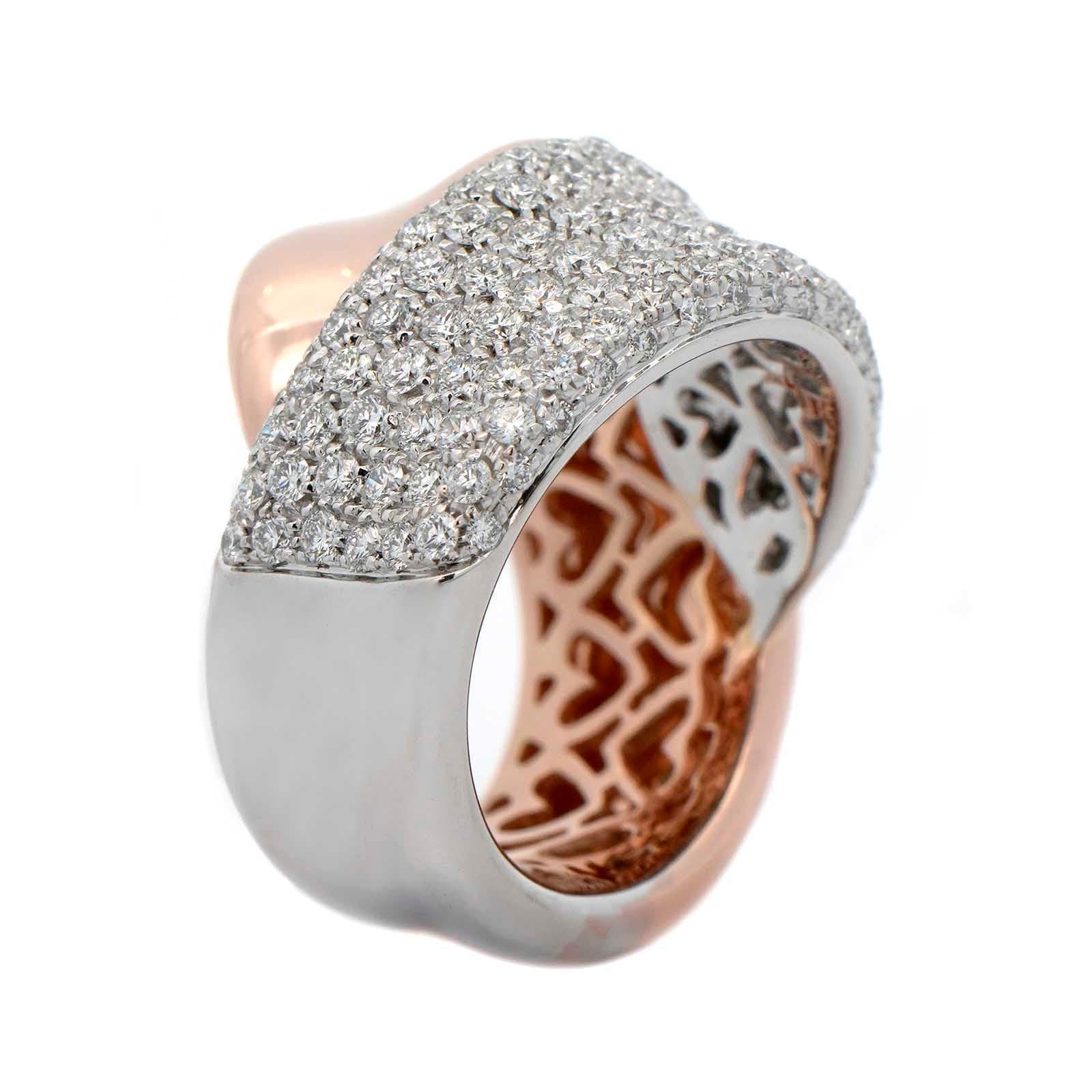 Leo Pizzo 18K Yellow and White Gold Pave Diamond Wide X Ring - Image 2