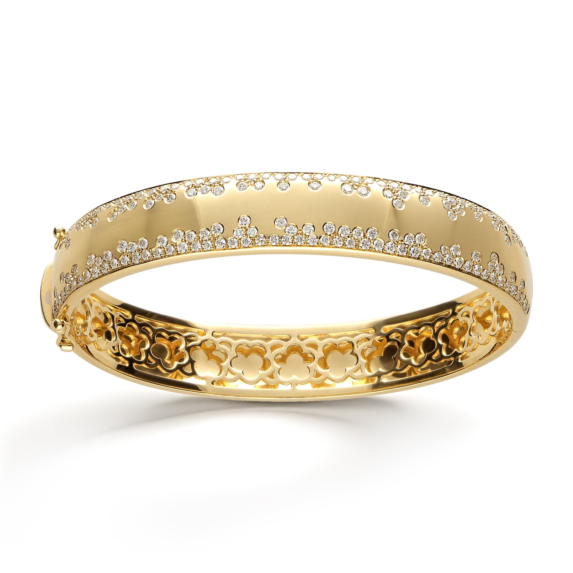 Leo Pizzo 18K Yellow Gold Diamond Edge Bangle Bracelet