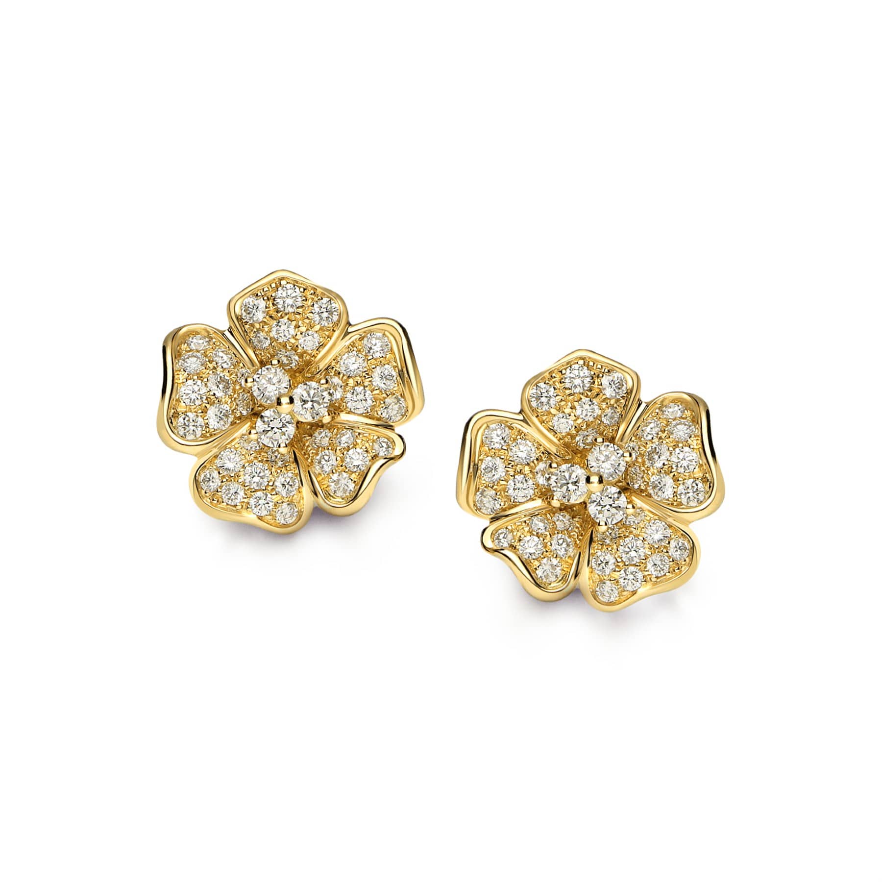 Leo Pizzo 18K Yellow Gold Diamond Flower Stud Earrings