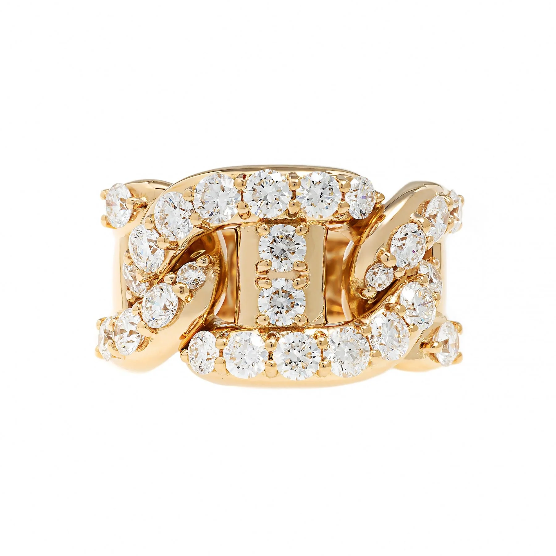 Leo Pizzo 18K Yellow Gold Diamond Link Ring