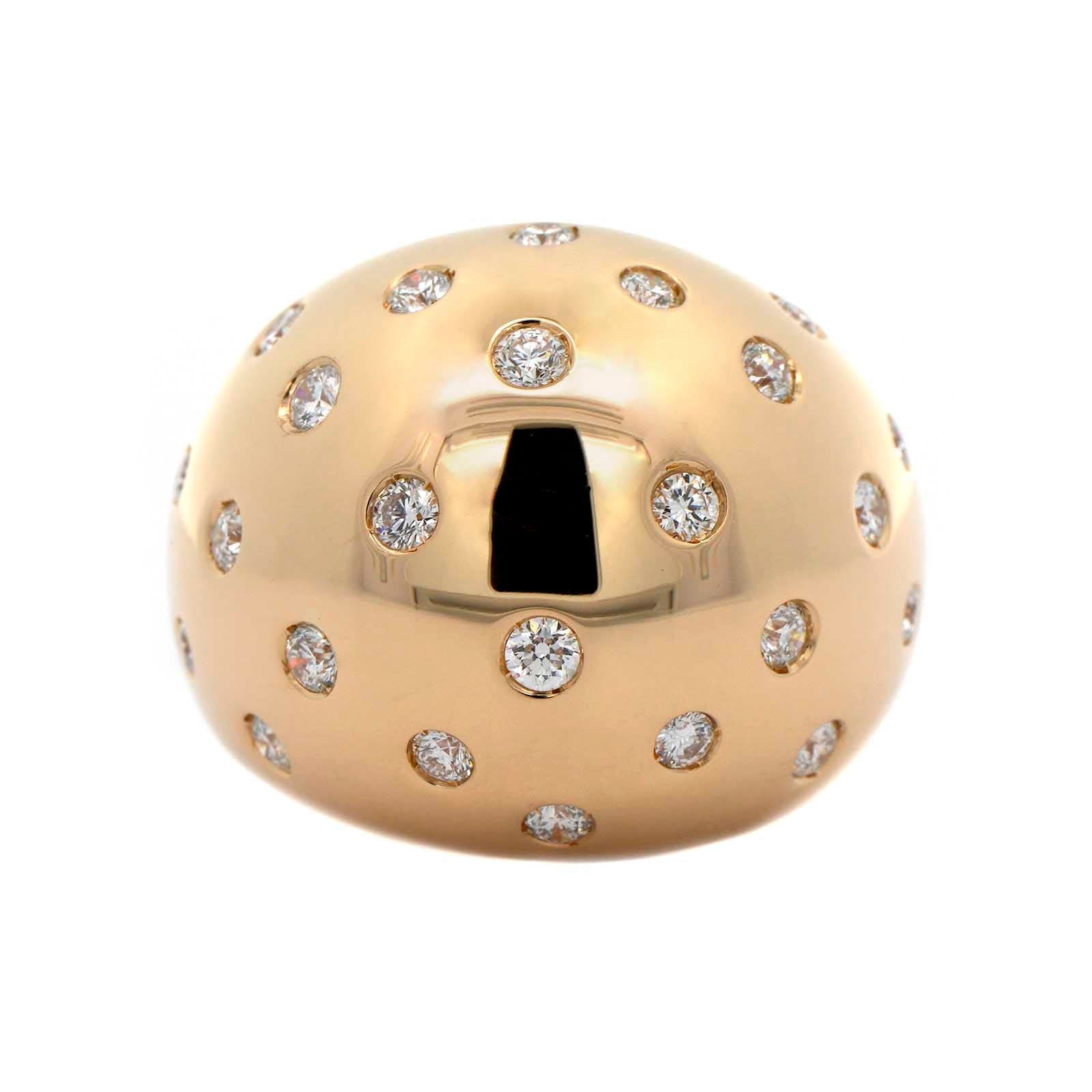 Leo Pizzo 18K Yellow Gold Flush Set Diamond Dome Ring