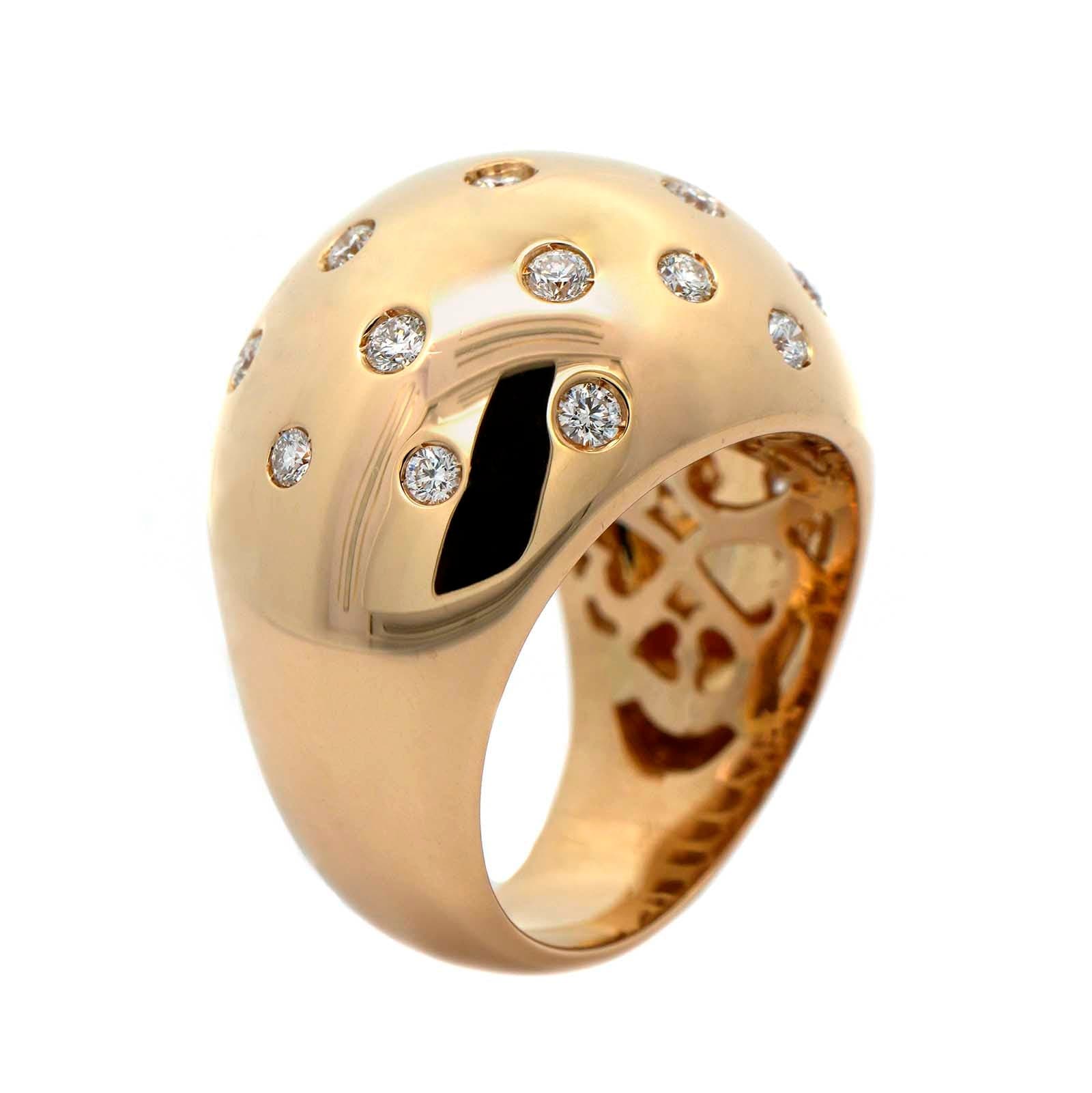 Leo Pizzo 18K Yellow Gold Flush Set Diamond Dome Ring - Image 2