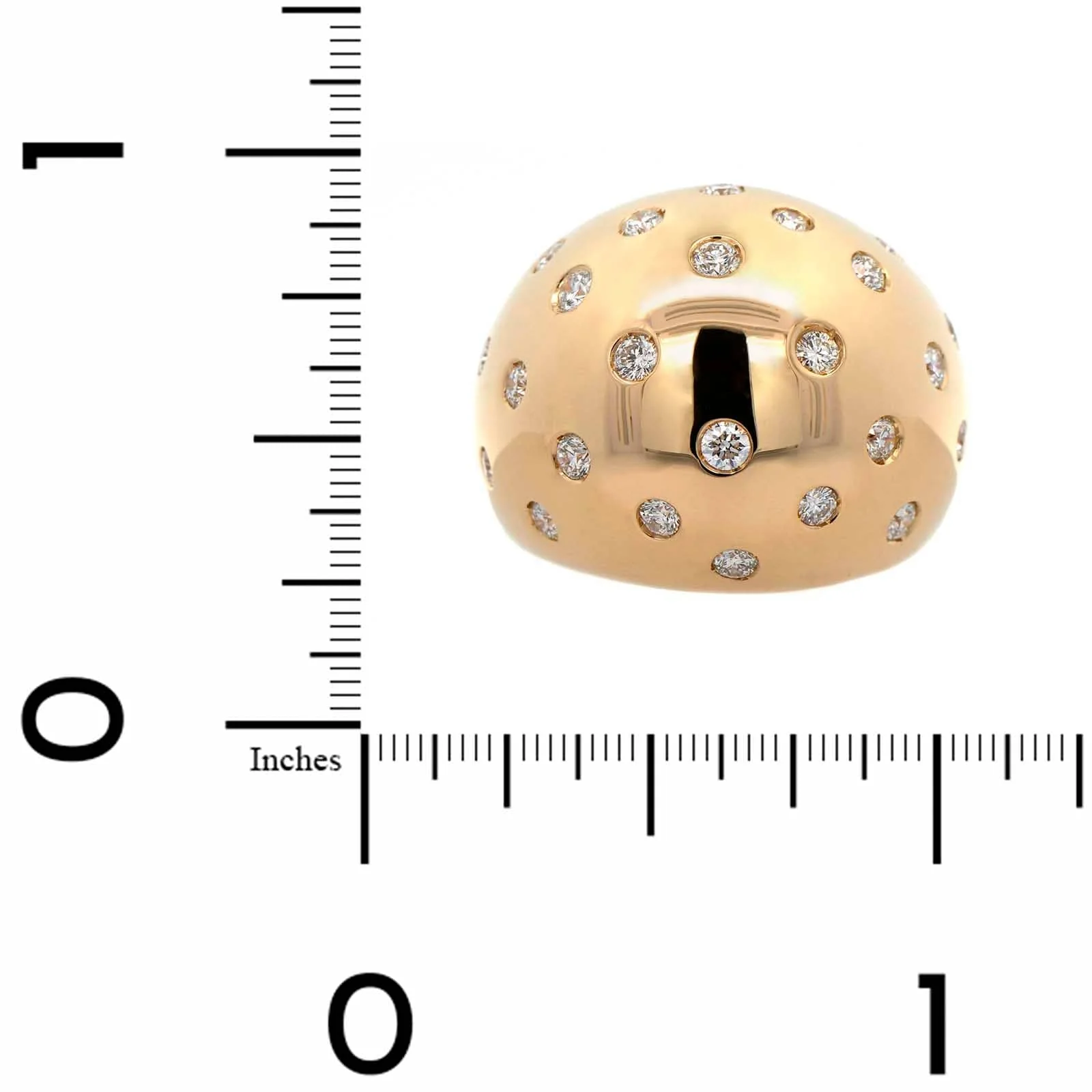 Leo Pizzo 18K Yellow Gold Flush Set Diamond Dome Ring - Image 3