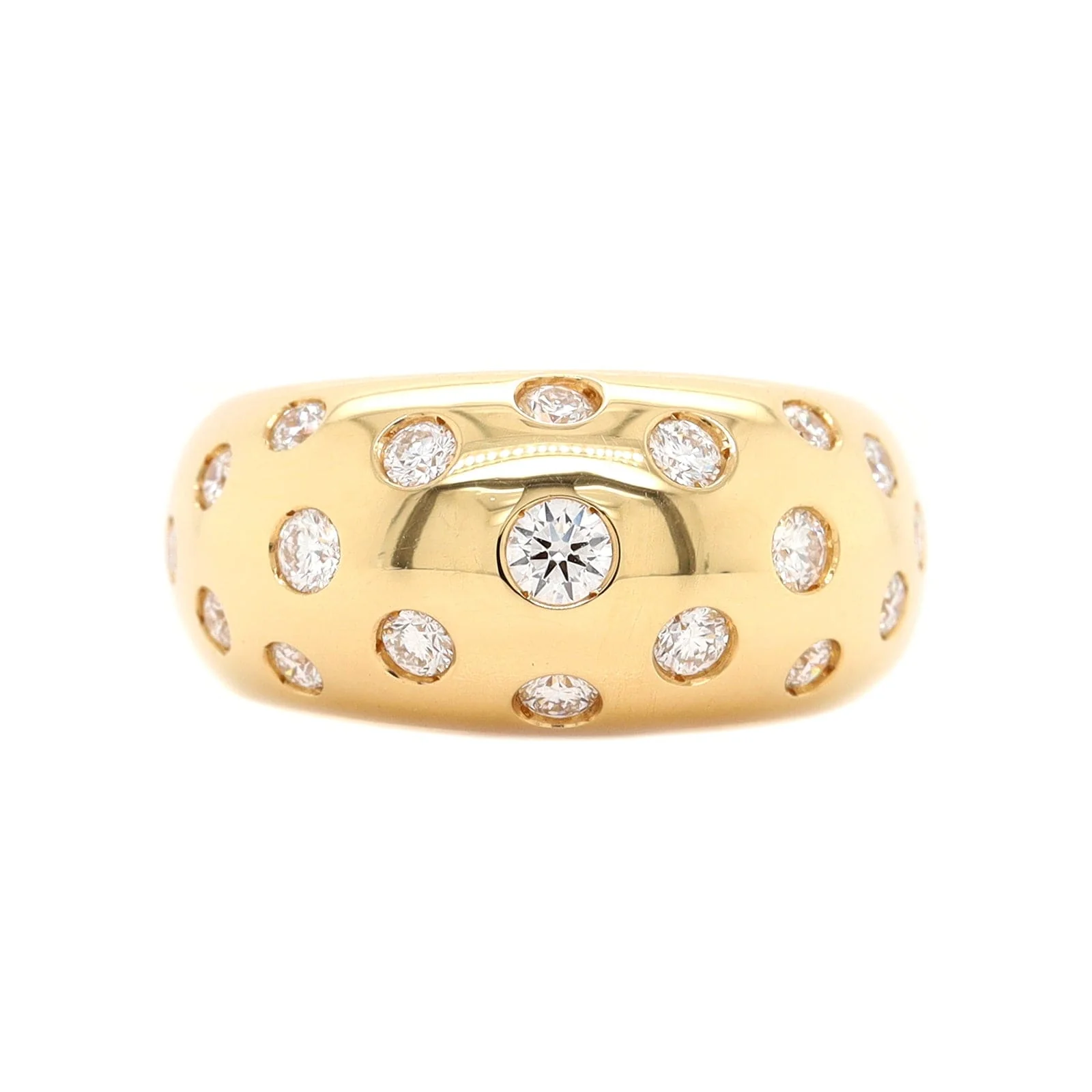 Leo Pizzo 18K Yellow Gold Flush Set Diamond Dome Ring
