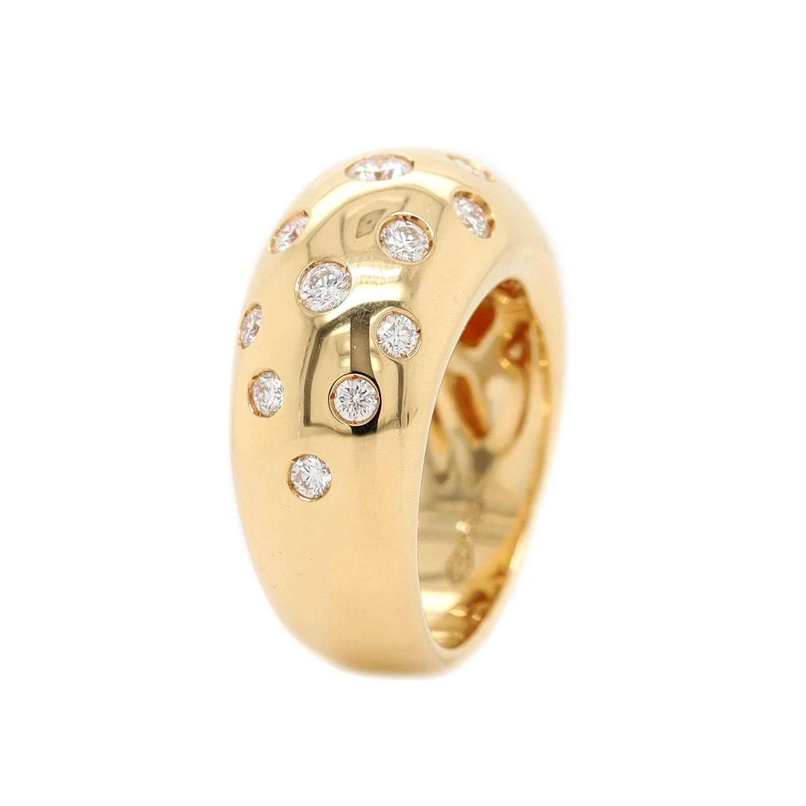 Leo Pizzo 18K Yellow Gold Flush Set Diamond Dome Ring - Image 2