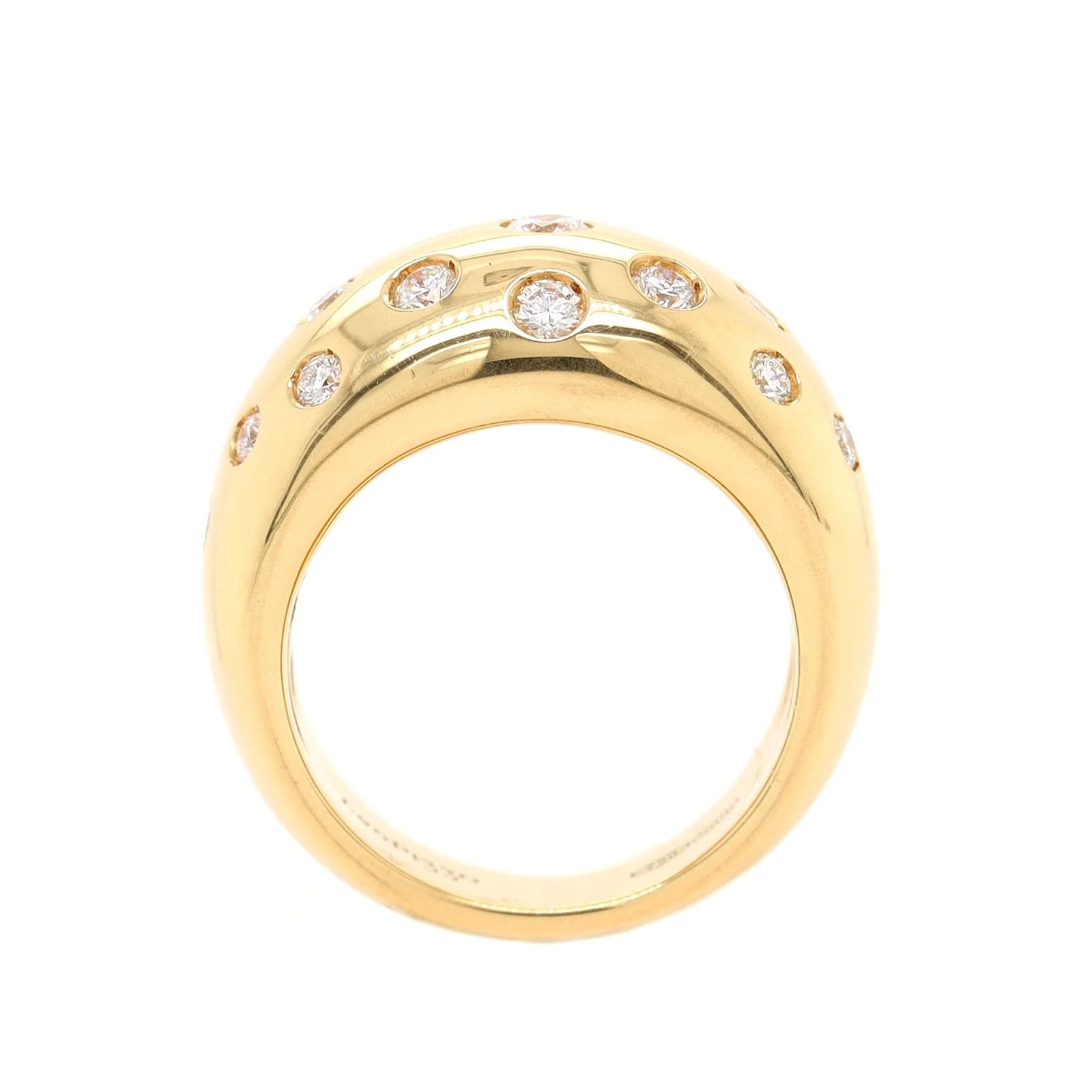 Leo Pizzo 18K Yellow Gold Flush Set Diamond Dome Ring - Image 3