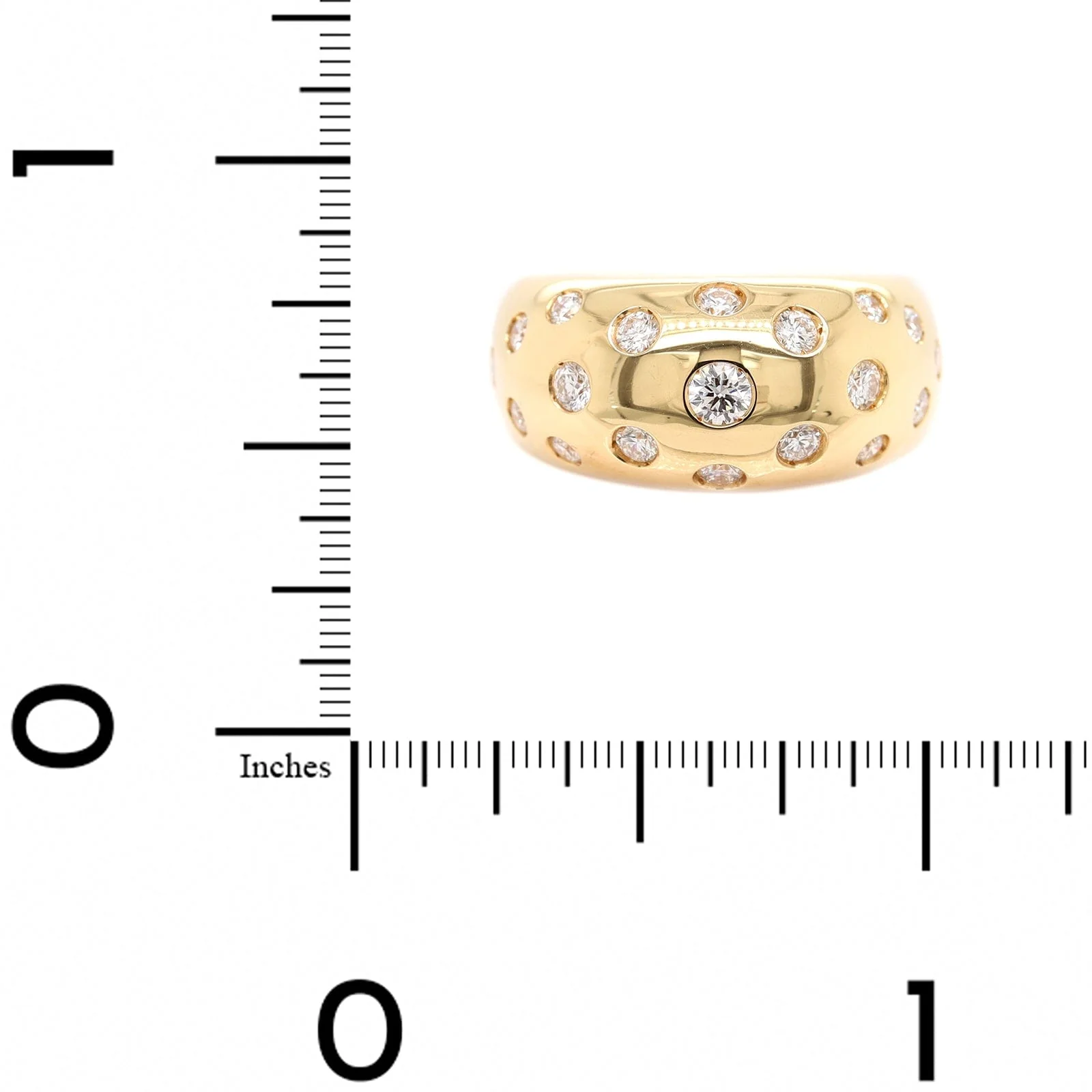 Leo Pizzo 18K Yellow Gold Flush Set Diamond Dome Ring - Image 4