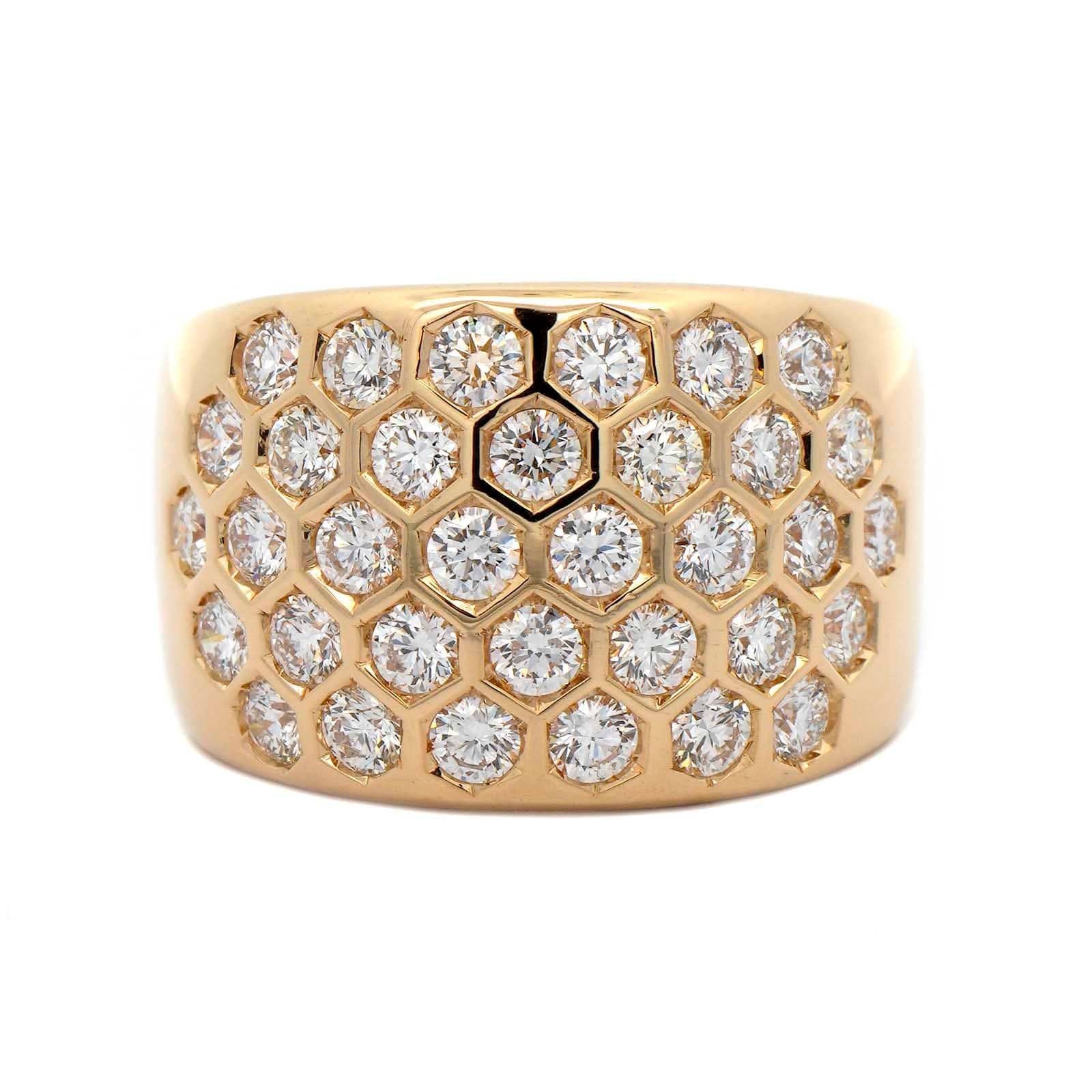 Leo Pizzo 18K Yellow Gold Flush Set Diamond Wide Band