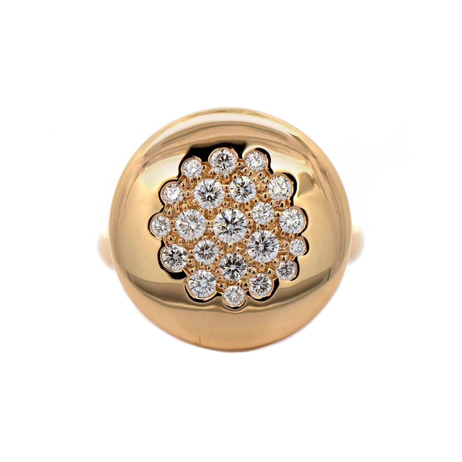 Leo Pizzo 18K Yellow Gold Pave Diamond Disc Ring