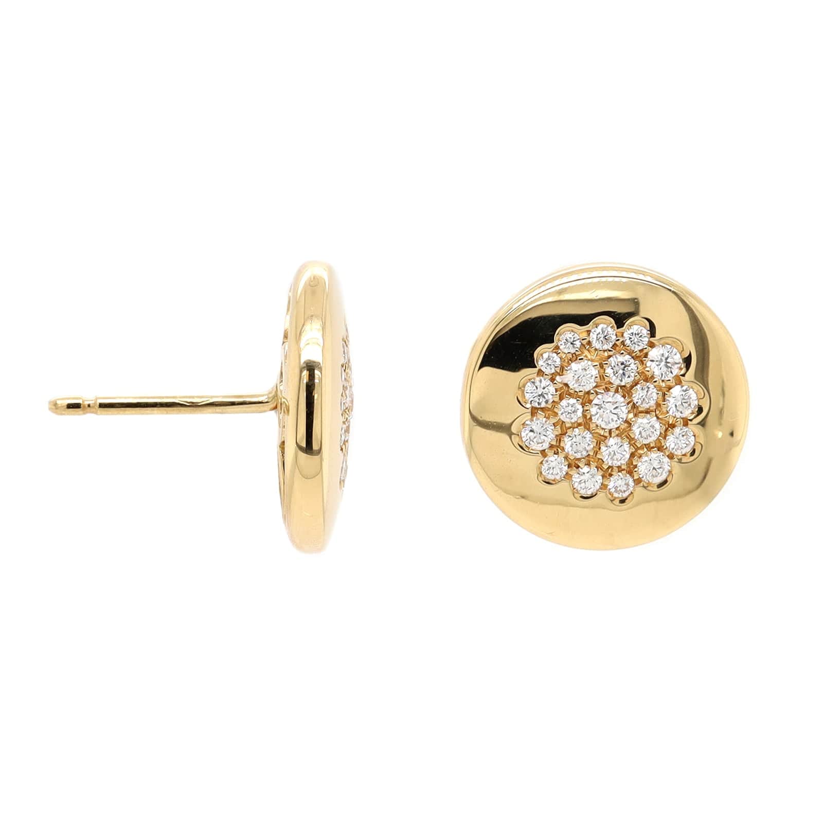 Leo Pizzo 18K Yellow Gold Pave Diamond Disc Stud Earrings