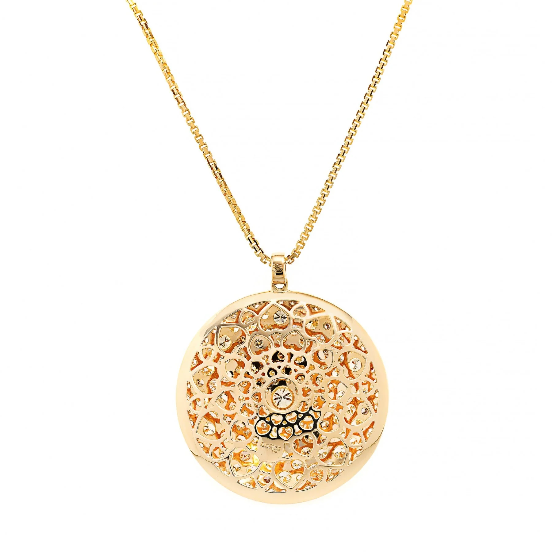 Leo Pizzo 18K Yellow Gold Pave Diamond Large Disc Pendant Necklace - Image 2