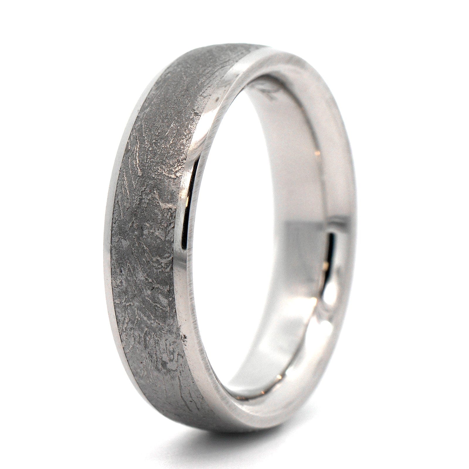 Platinum and Gibeon Meteorite Vega Patterned Wedding Band - Image 2