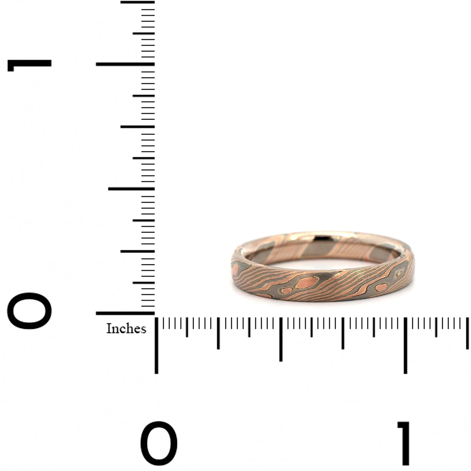 14K Rose Gold, Palladium, and Silver Oak Patterned Wedding Band - Image 4