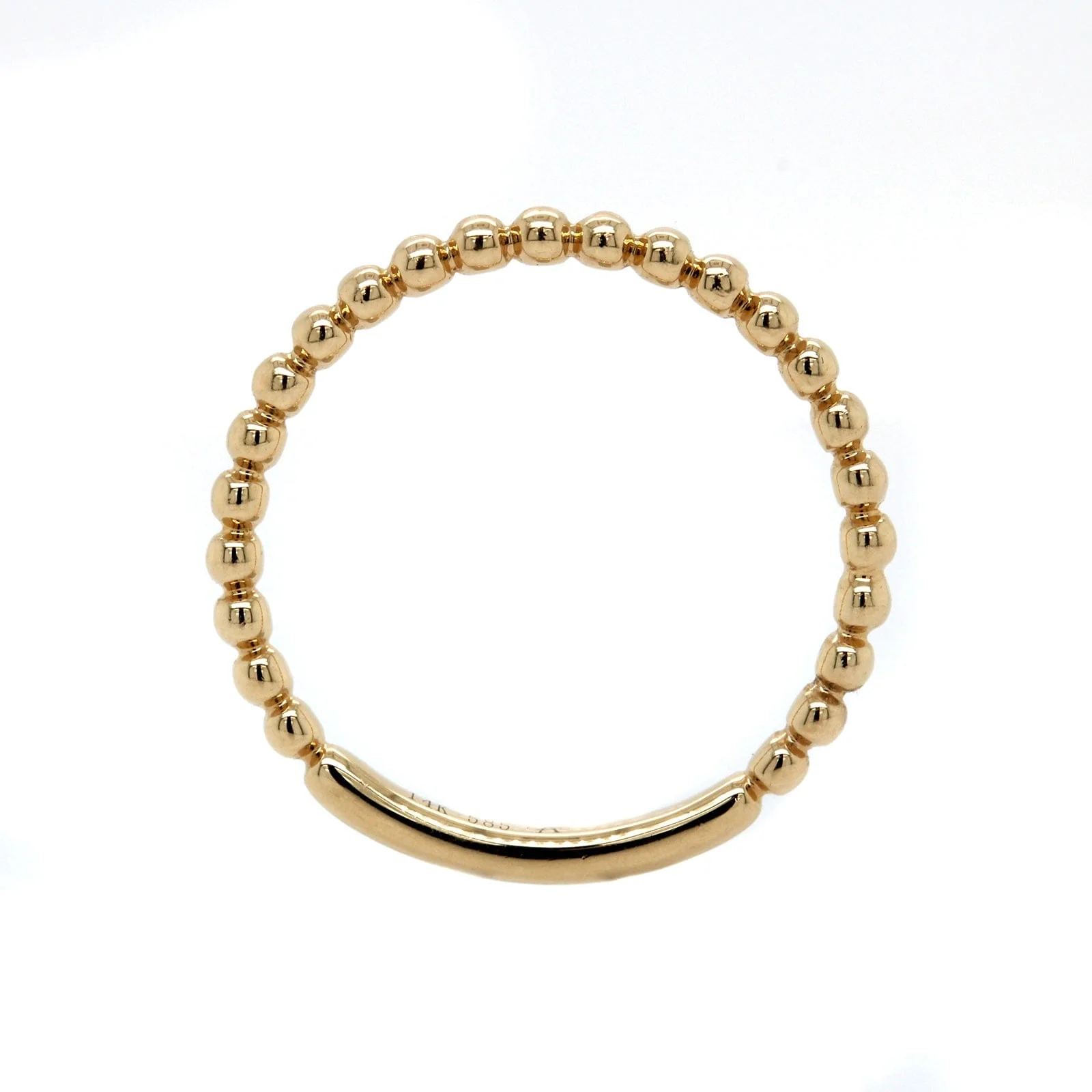 14K Yellow Gold High Polished Beaded Band - Image 3