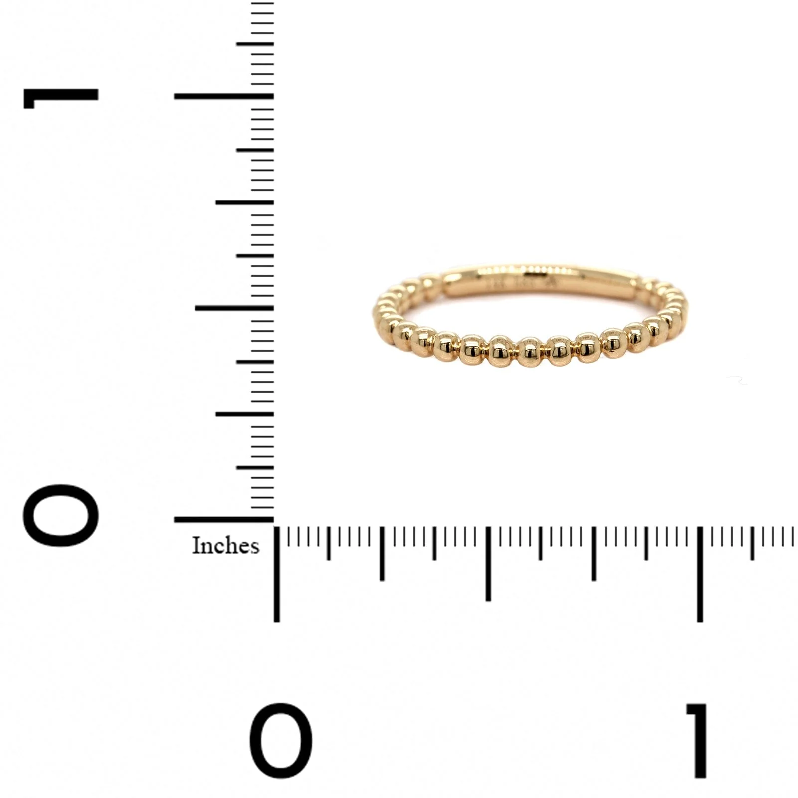 14K Yellow Gold High Polished Beaded Band - Image 4