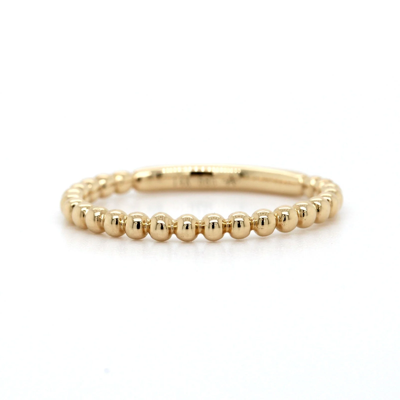 14K Yellow Gold High Polished Beaded Band - Image 5