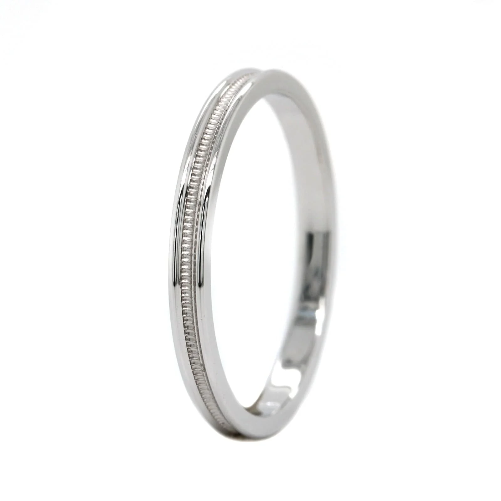 14K White Gold Recessed Milgrain Band - Image 2