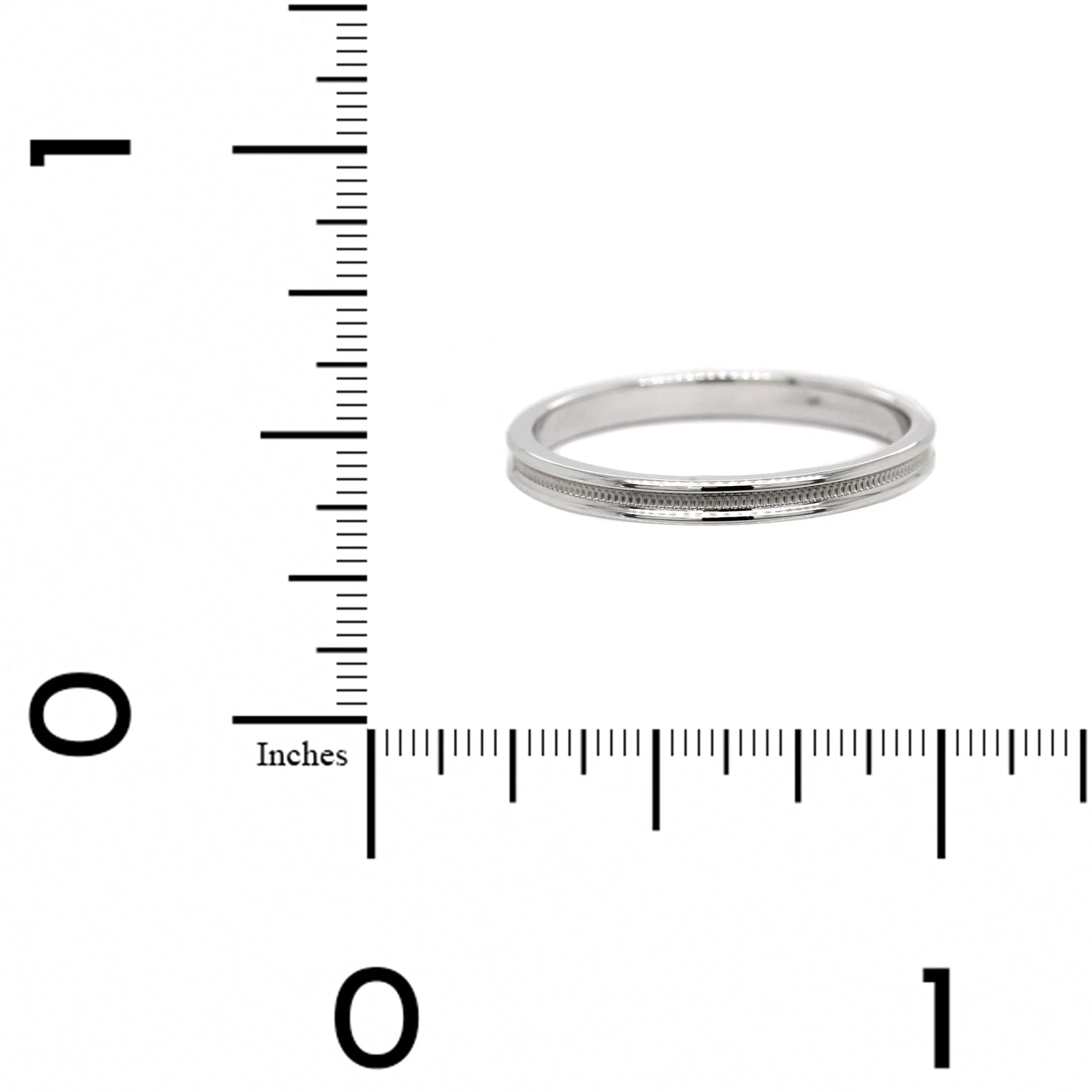 14K White Gold Recessed Milgrain Band - Image 4