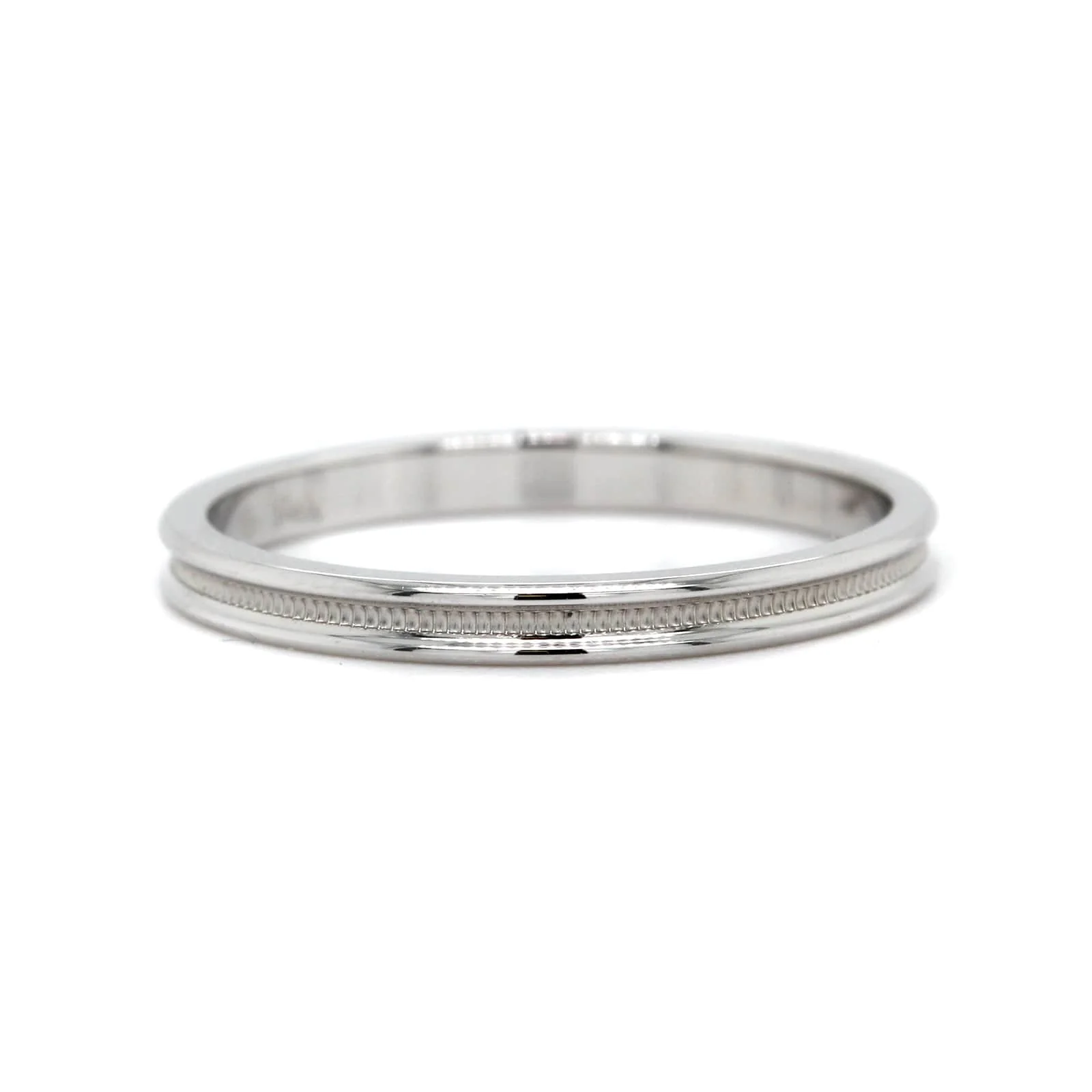 14K White Gold Recessed Milgrain Band - Image 5