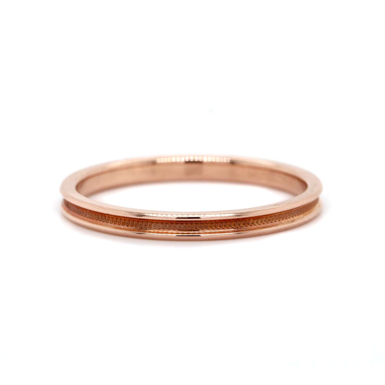 14K Rose Gold 2mm Recessed Milgrain Band - Image 5