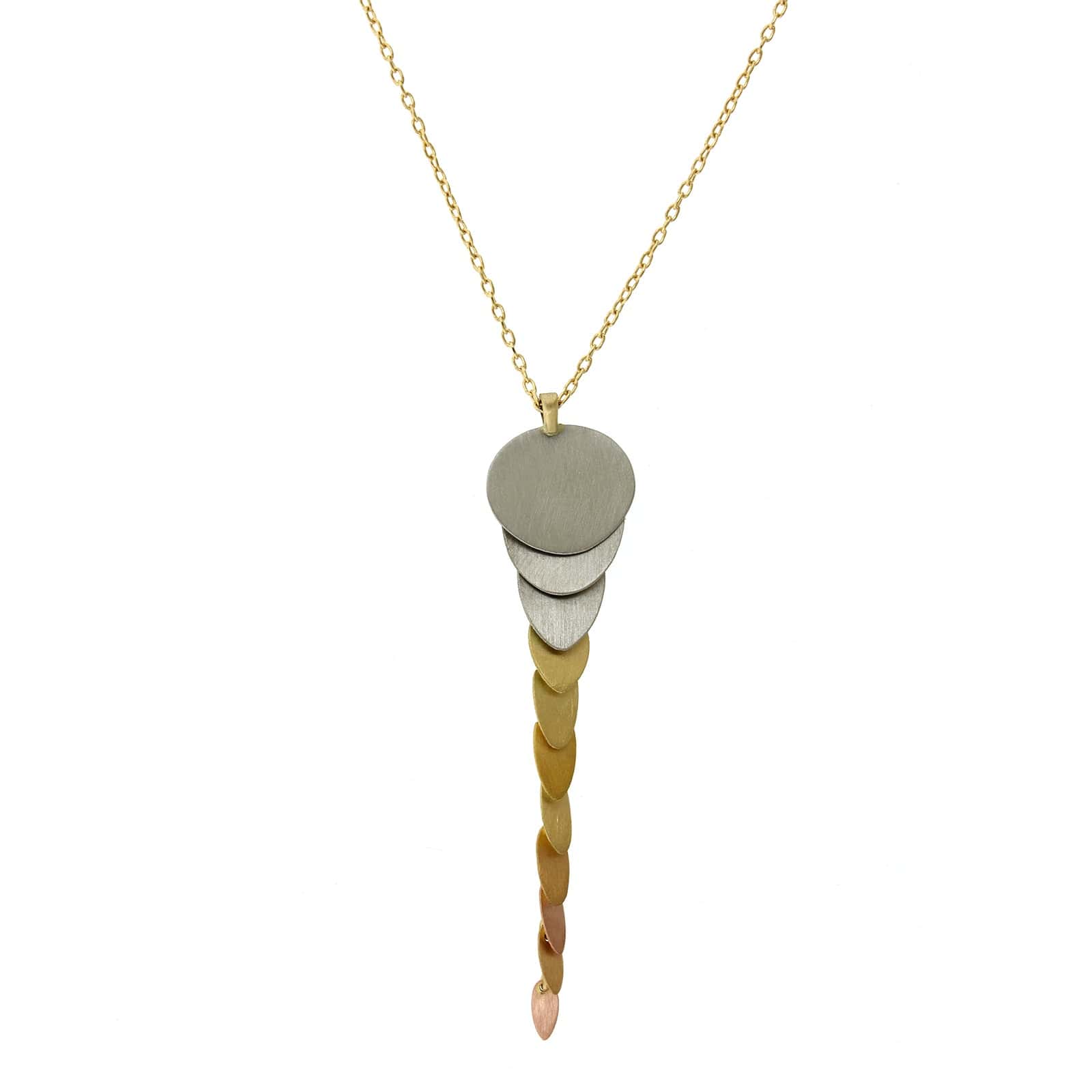 Platinum and 18K Tri-Color Gold Rainbow Trail Pendant - Image 5