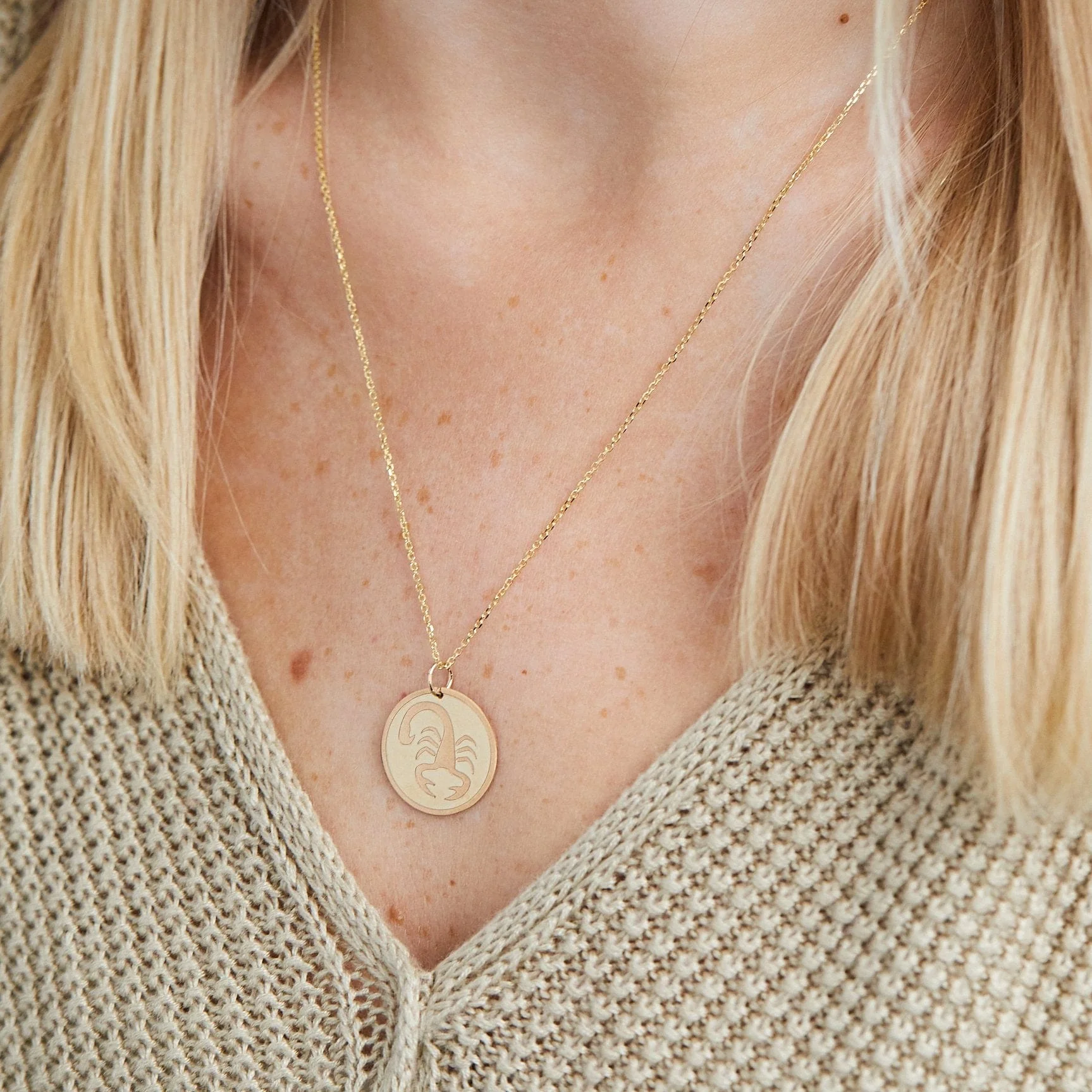 14K Yellow Gold Scorpio Zodiac Pendant - Image 4