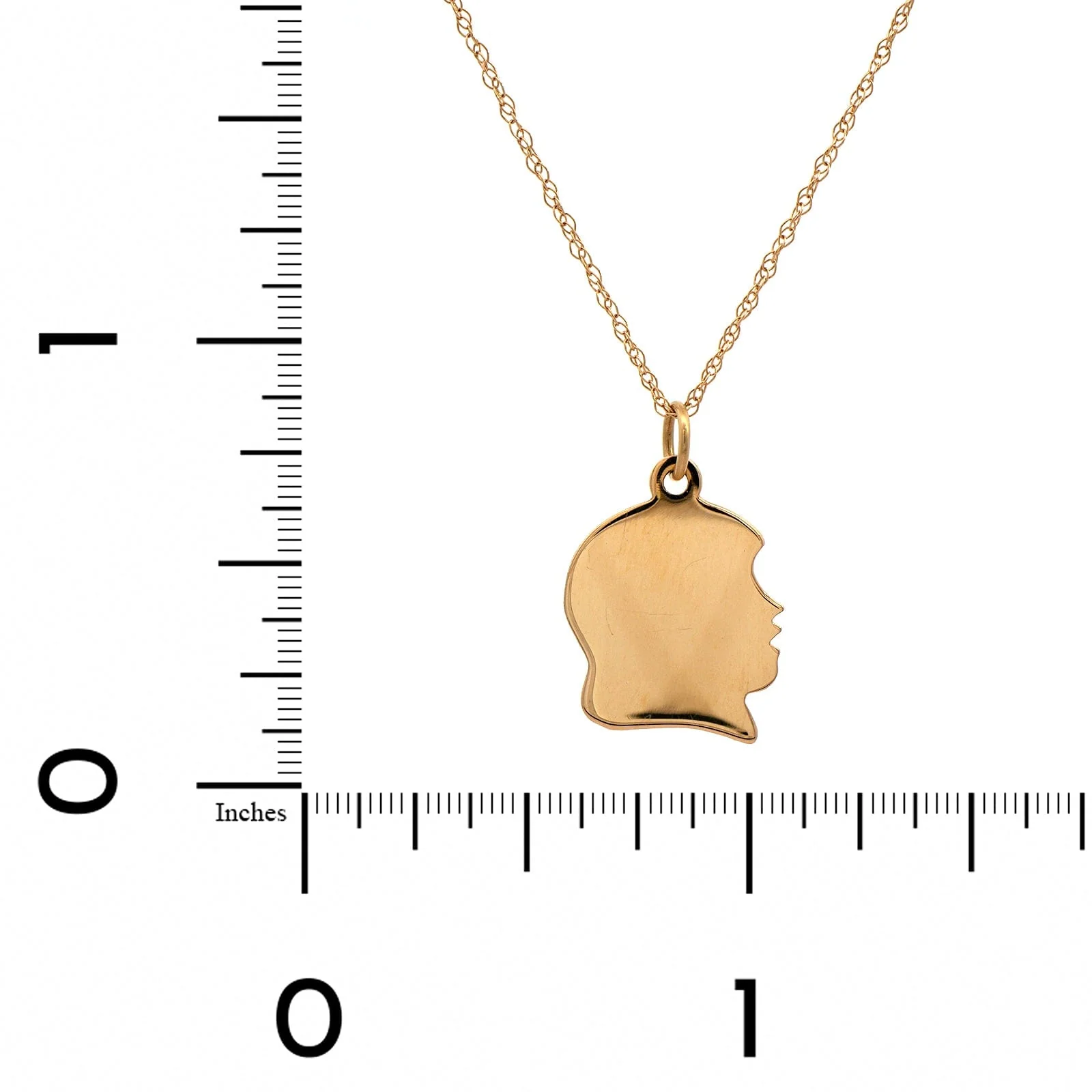 14K Yellow Gold 18" Girl Head Pendant Necklace - Image 4