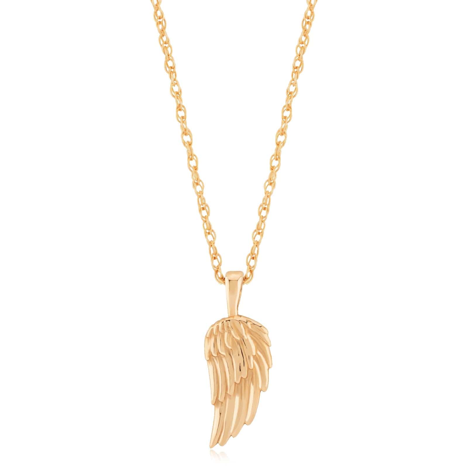 14K Yellow Gold Single Wing Pendant Necklace