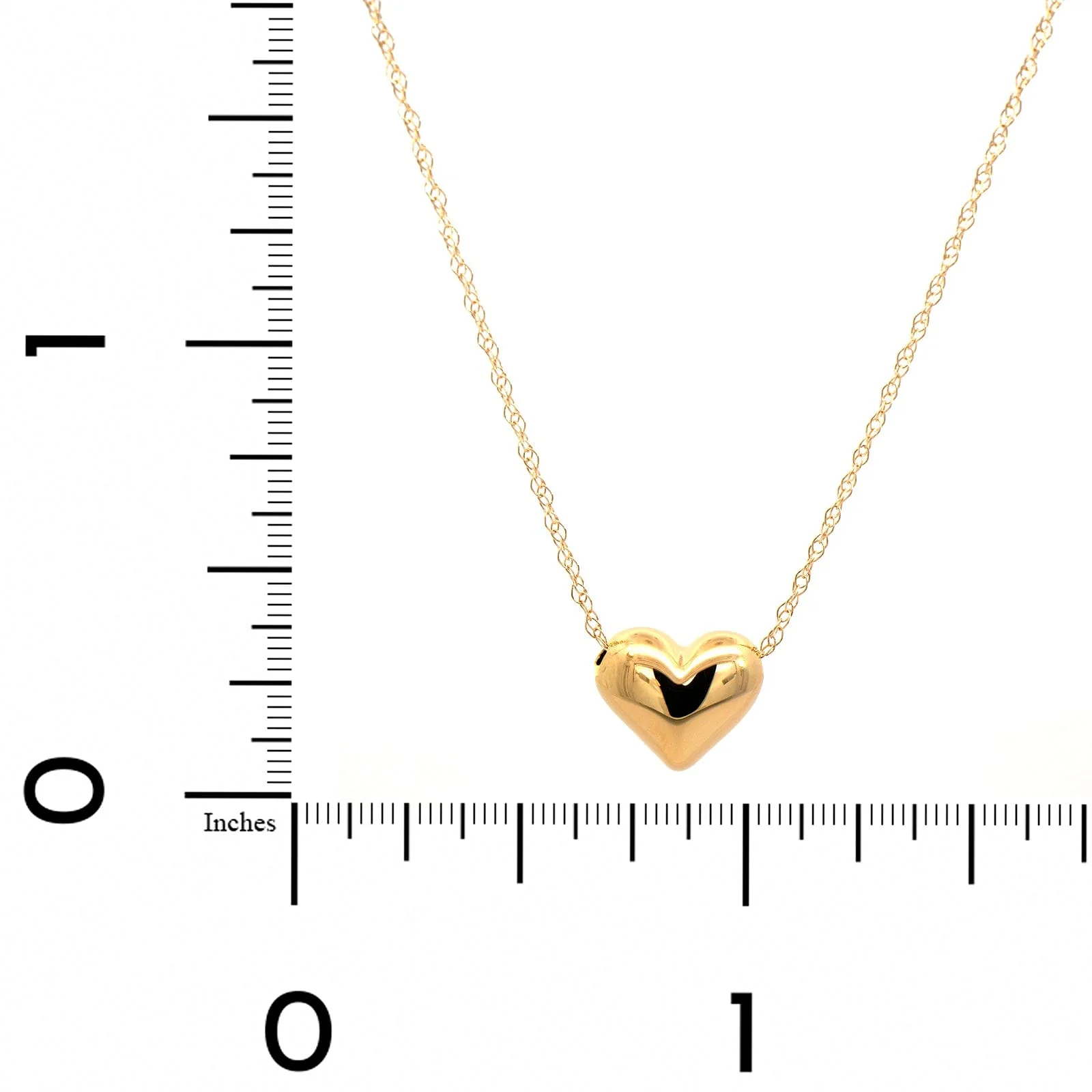 14K Yellow Gold Puffed Heart Pendant Necklace - Image 4