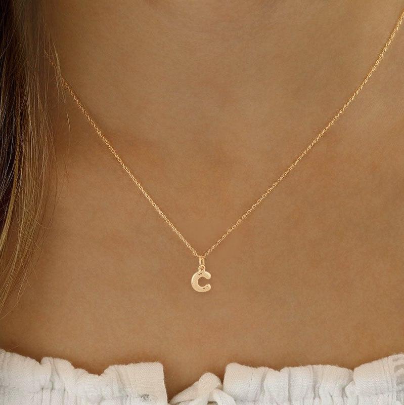14K Yellow Gold 18" Initial "C" Pendant Necklace - Image 2
