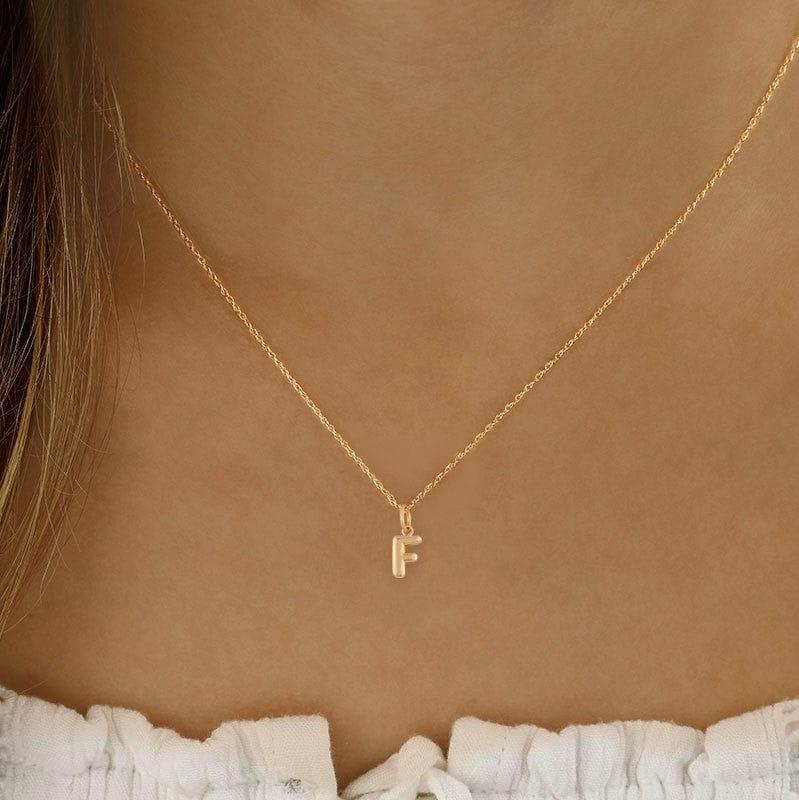 14K Yellow Gold 18" Initial "F" Pendant Necklace - Image 2