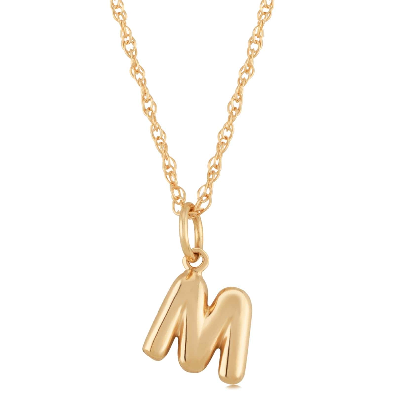 14K Yellow Gold 18" Initial "M" Pendant Necklace