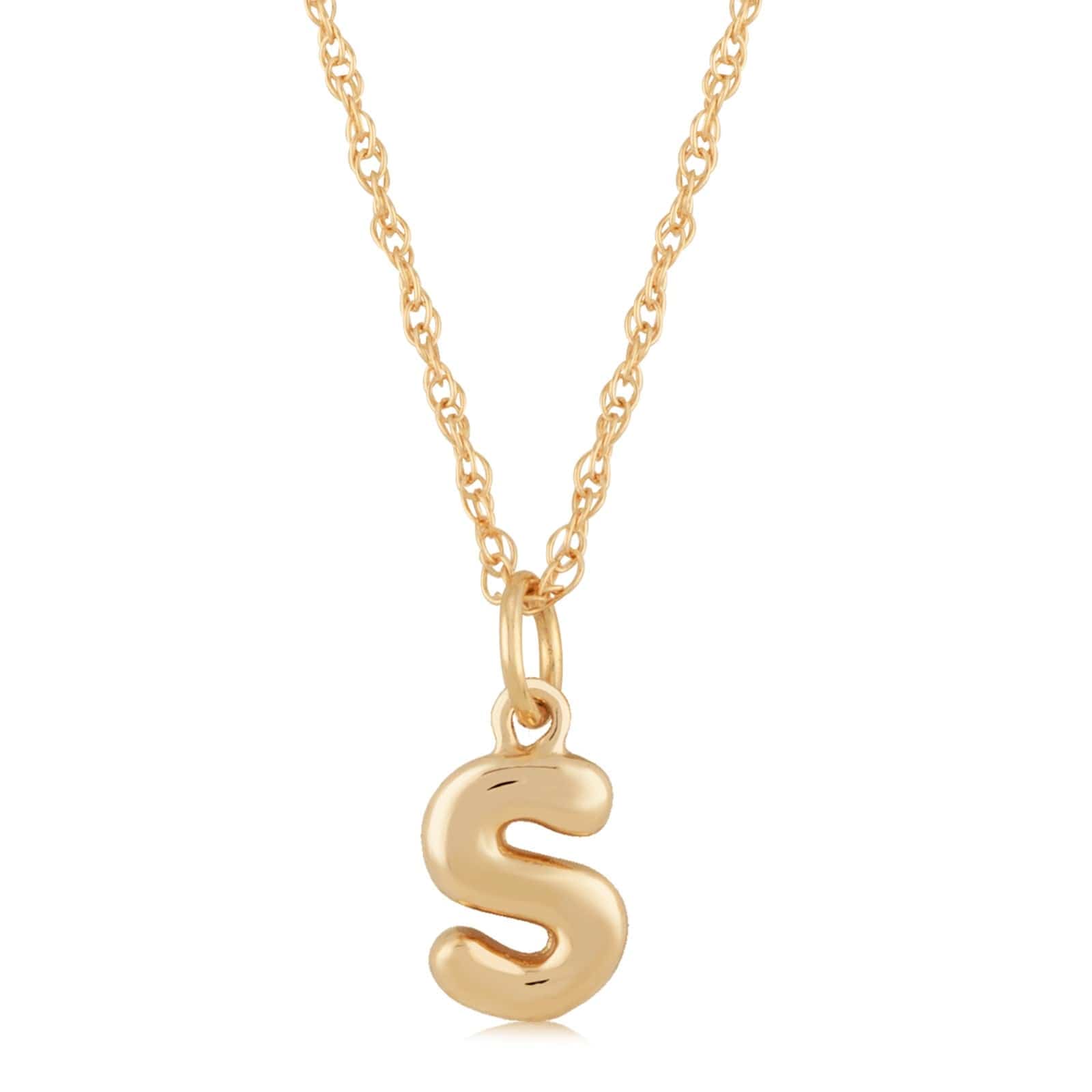14K Yellow Gold 18" Initial "S" Pendant Necklace