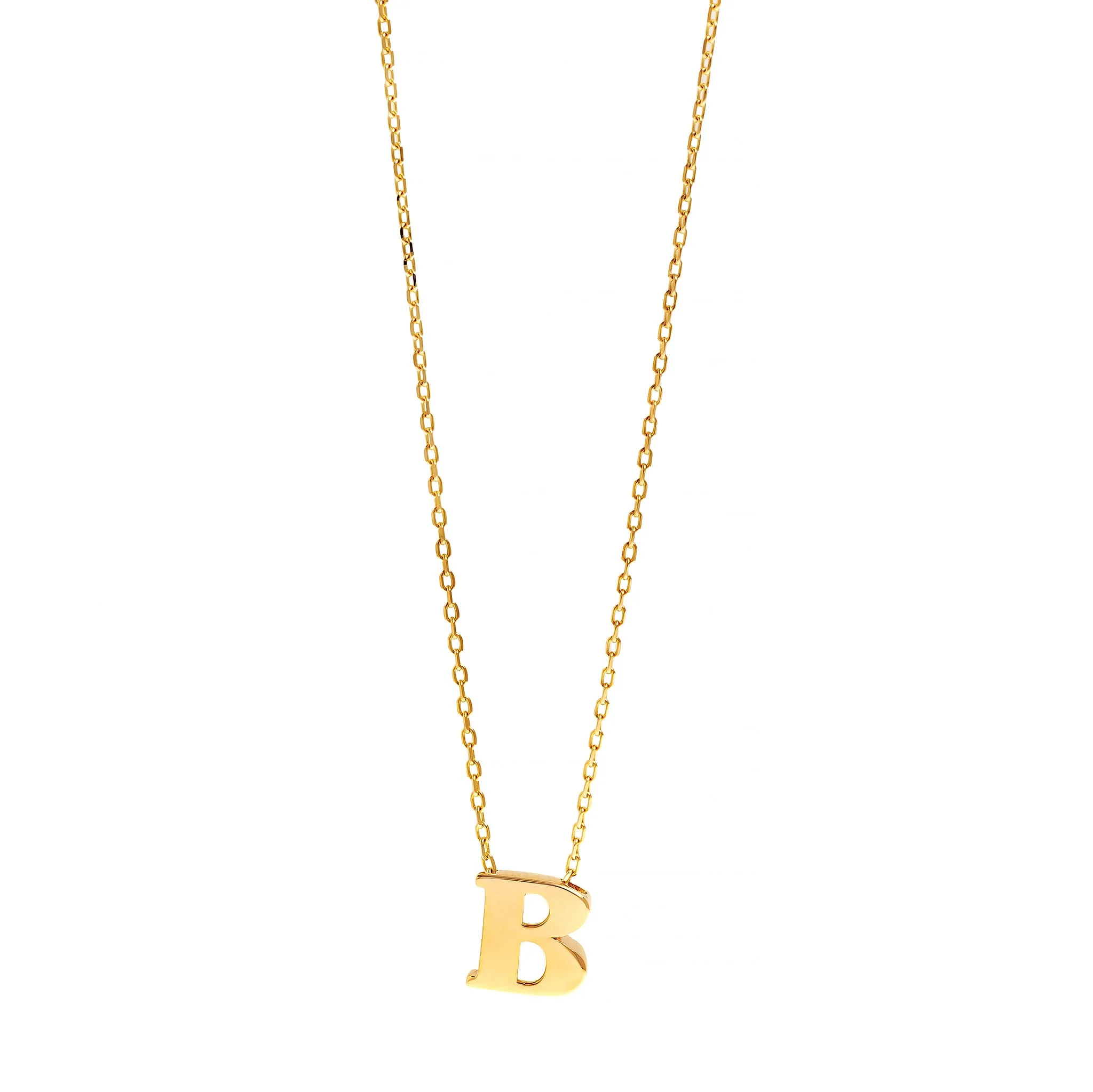 14K Yellow Gold Initial "B" Pendant Necklace
