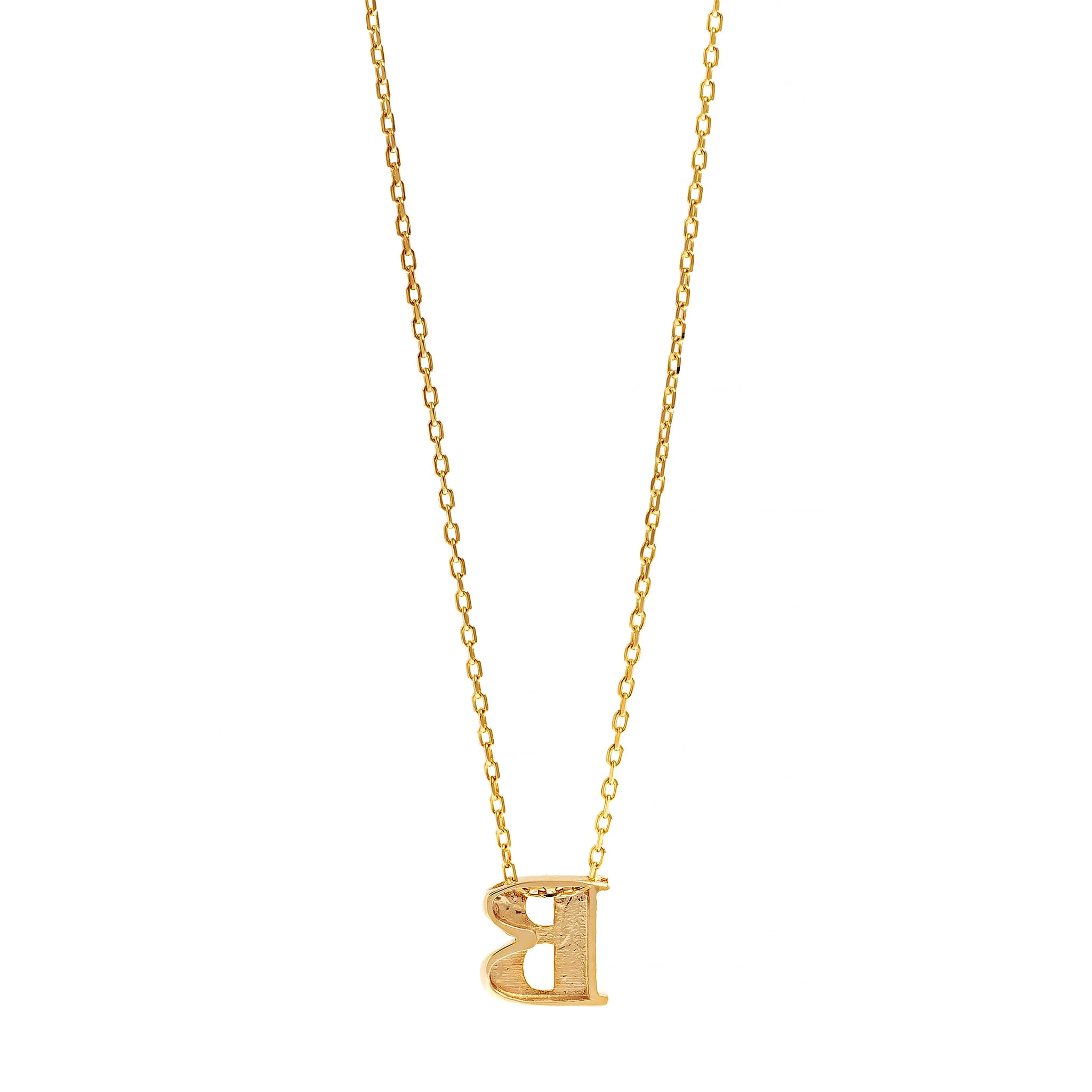14K Yellow Gold Initial "B" Pendant Necklace - Image 2
