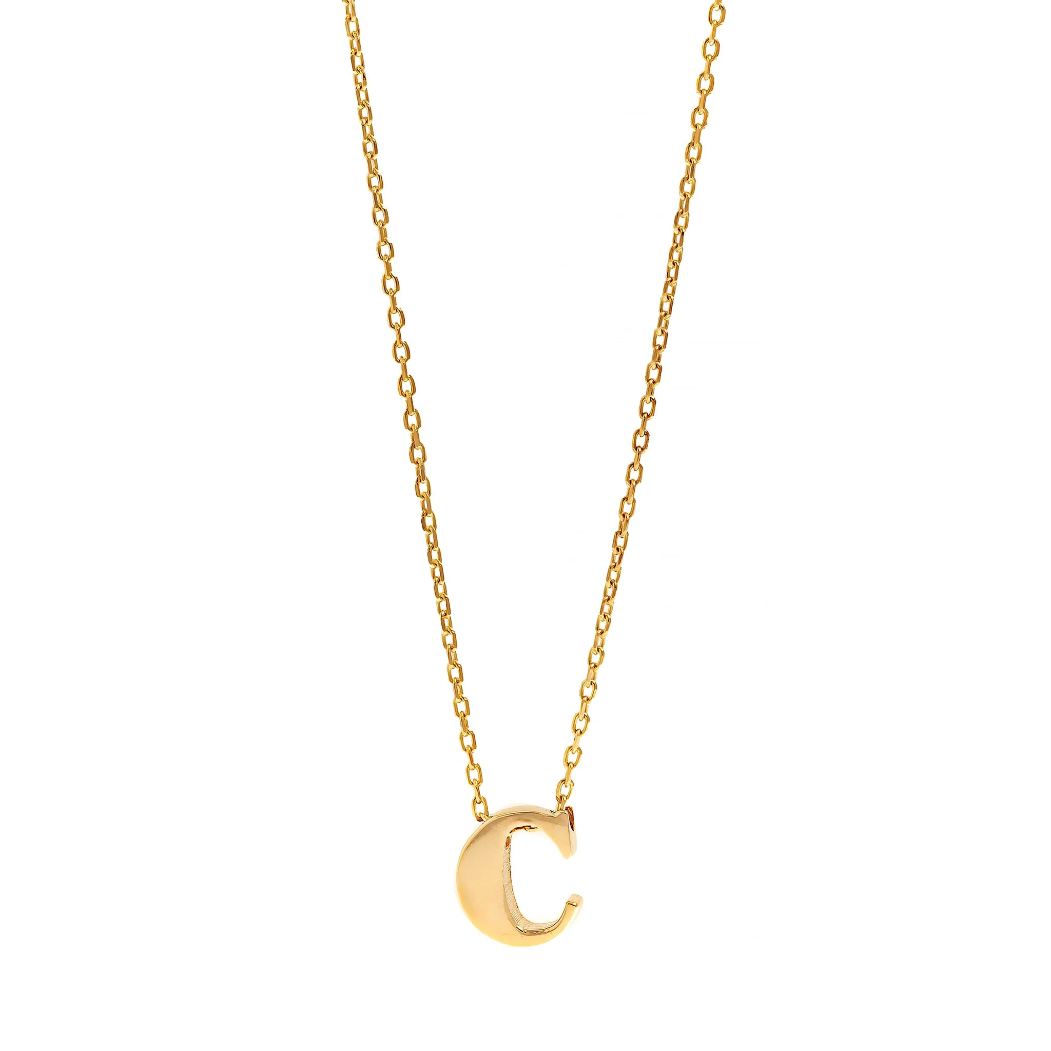 14K Yellow Gold Initial "C" Pendant Necklace