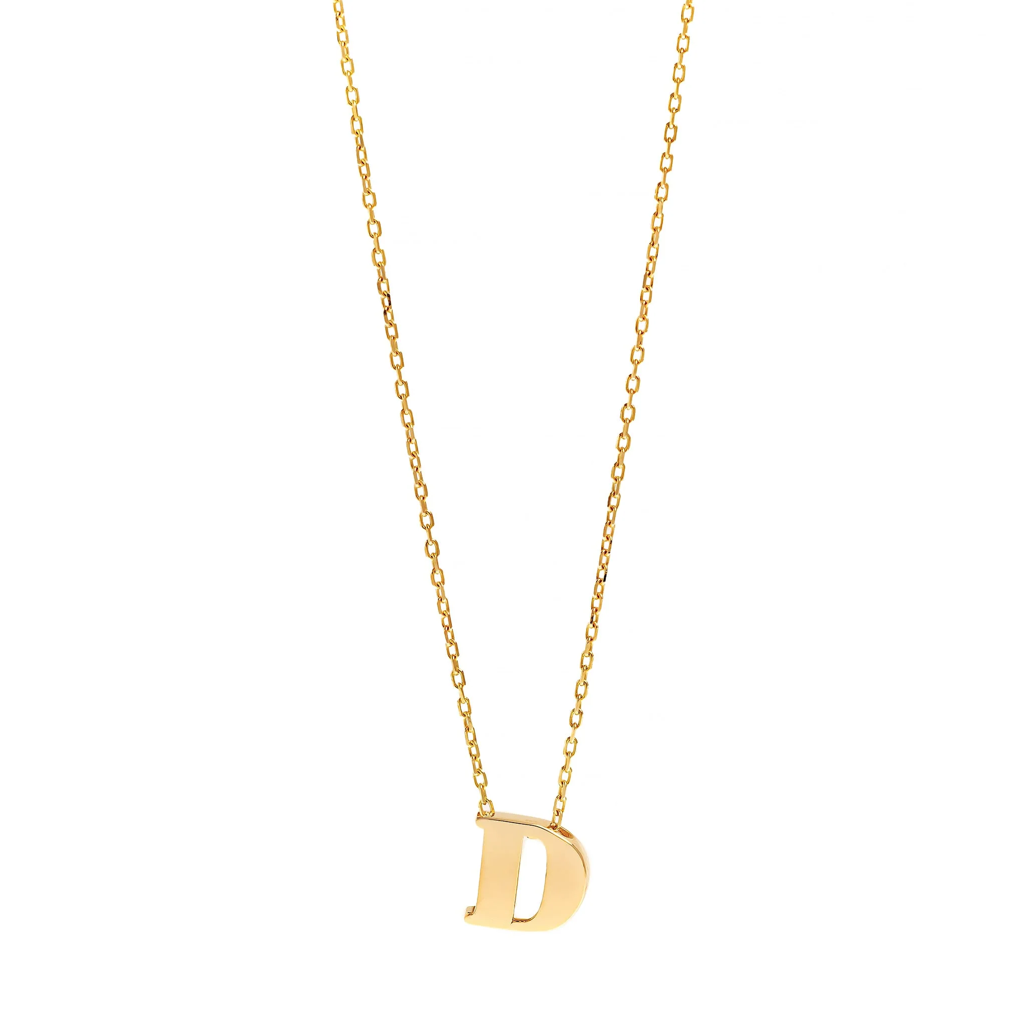 14K Yellow Gold Initial "D" Pendant Necklace