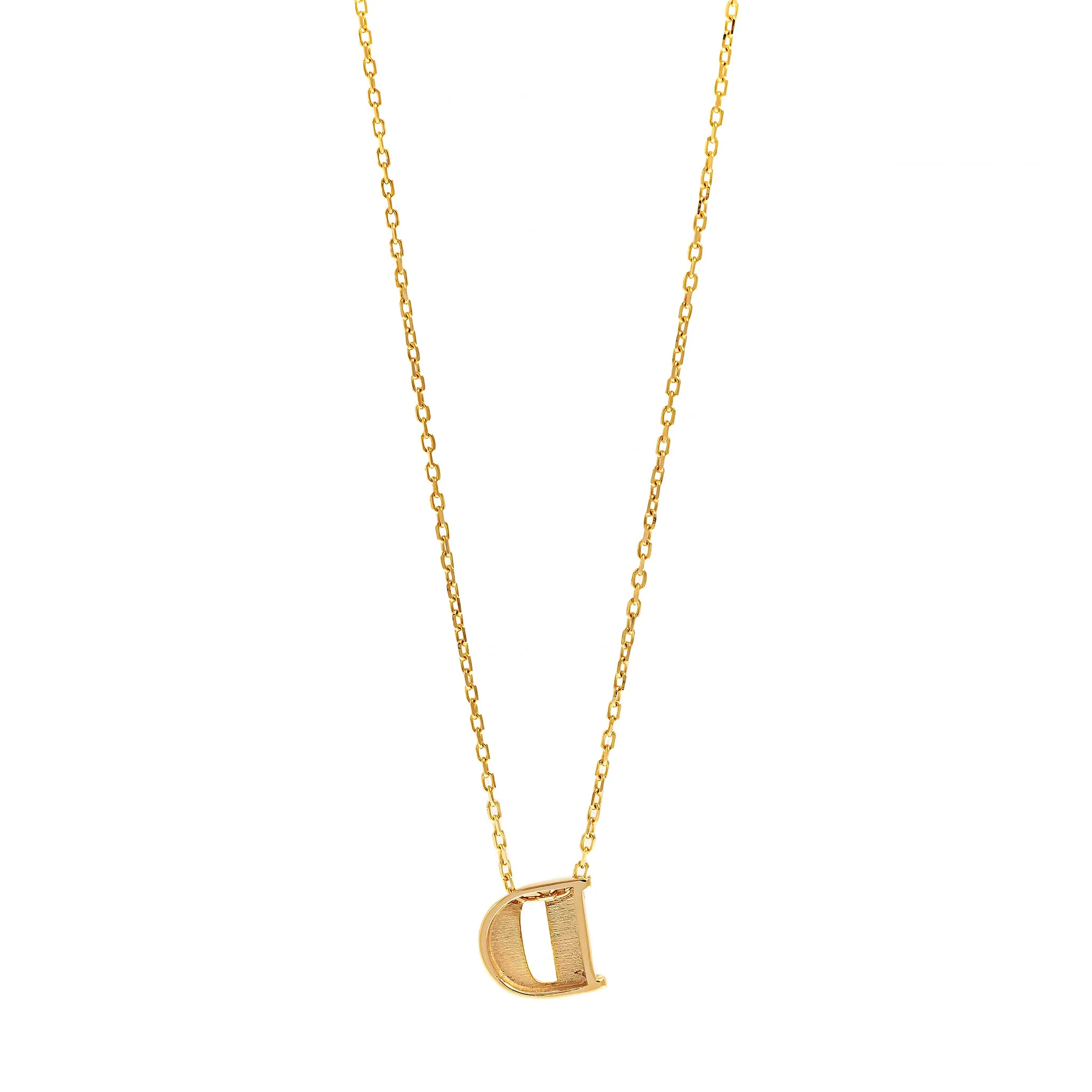14K Yellow Gold Initial "D" Pendant Necklace - Image 2