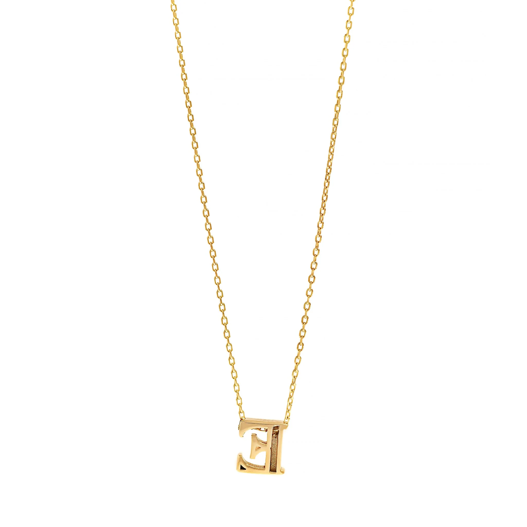 14K Yellow Gold Initial "E" Pendant Necklace - Image 2