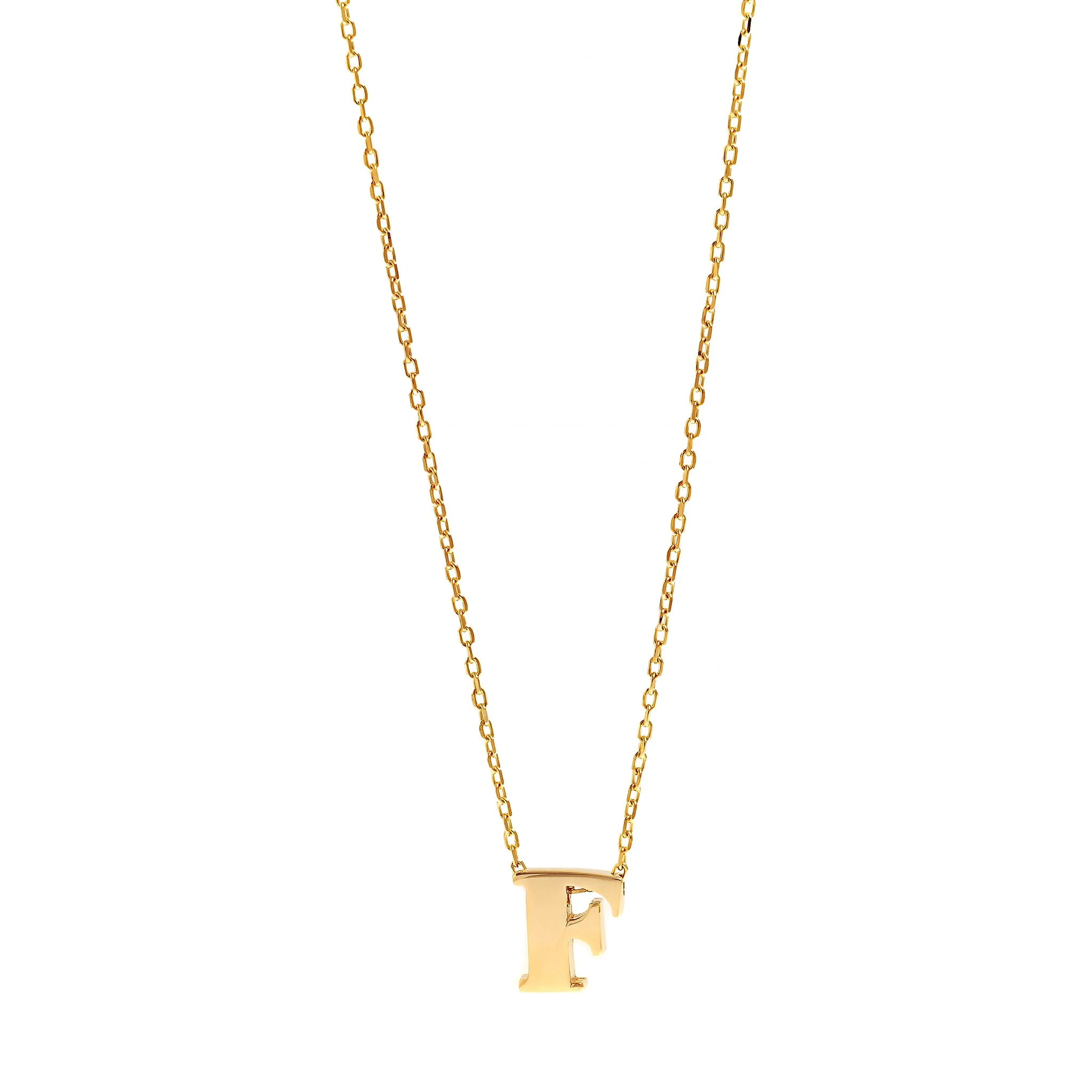 14K Yellow Gold Initial "F" Pendant Necklace