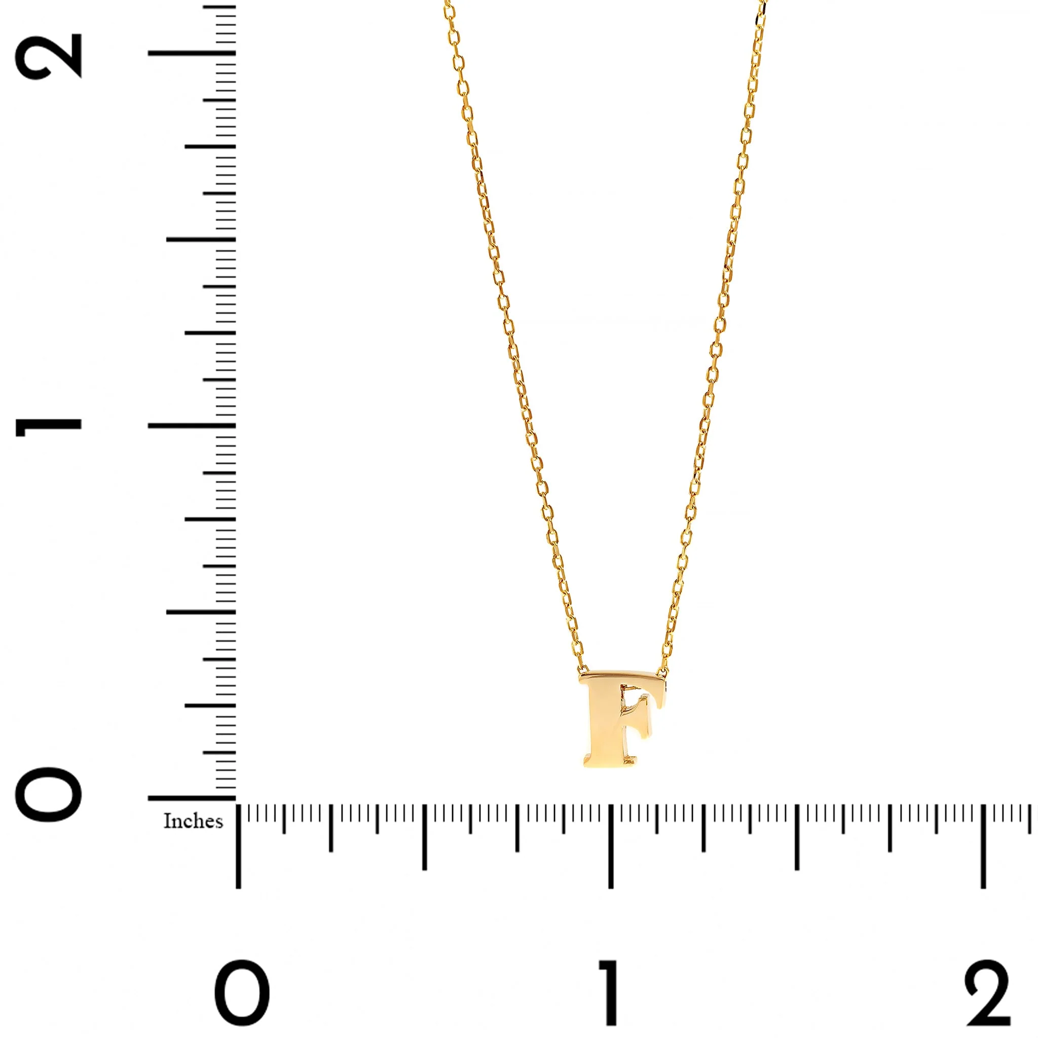 14K Yellow Gold Initial "F" Pendant Necklace - Image 4