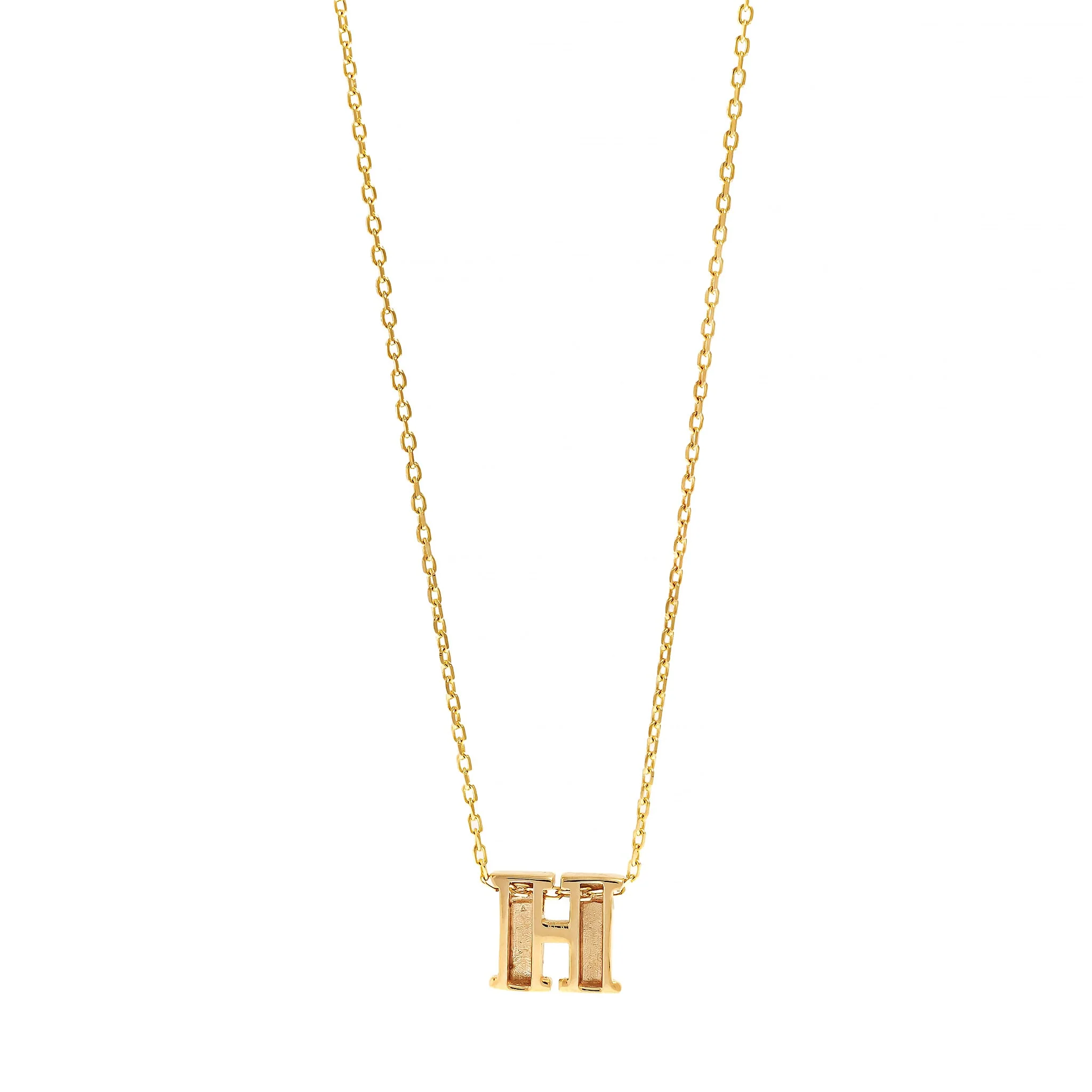 14K Yellow Gold Initial "H" Pendant Necklace - Image 2