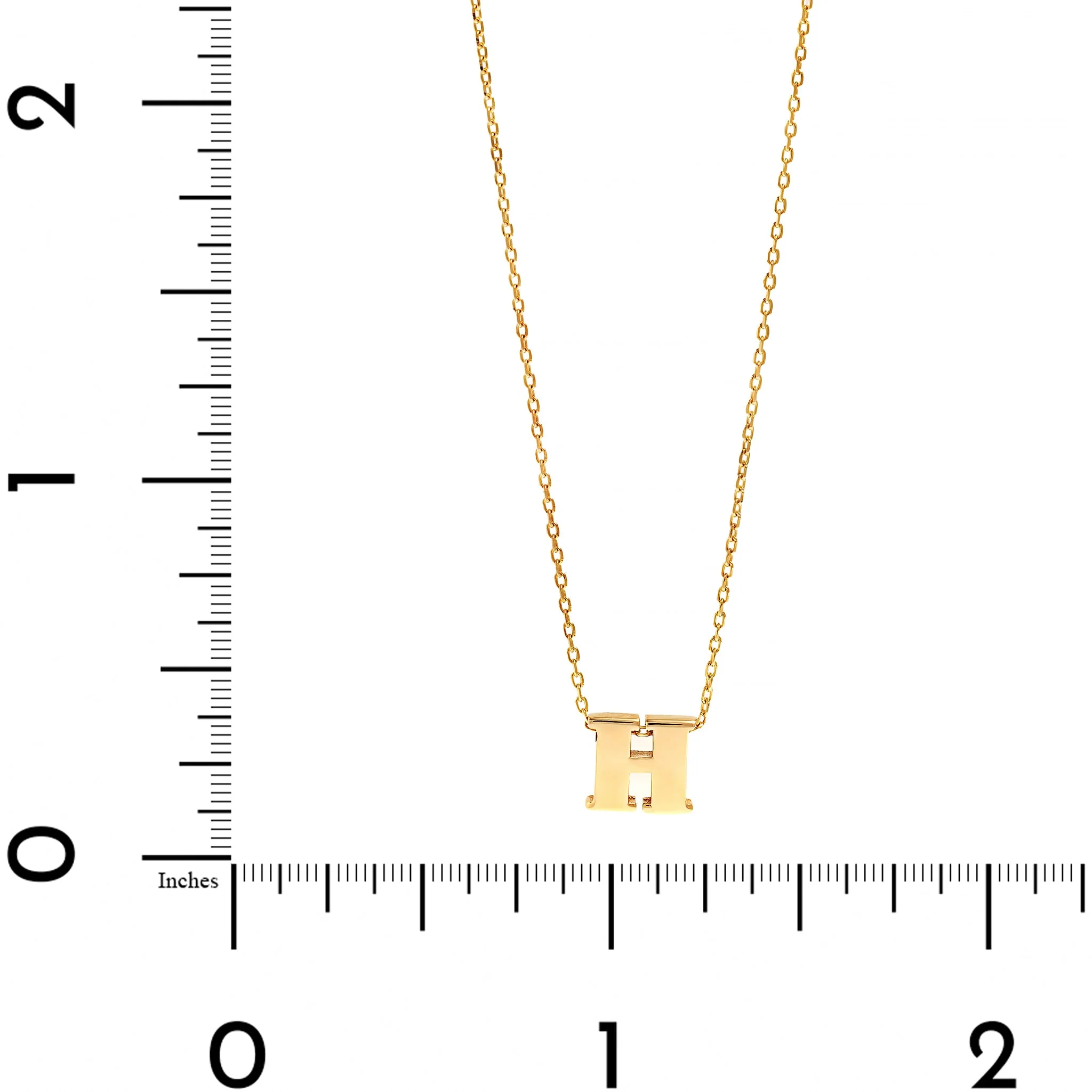 14K Yellow Gold Initial "H" Pendant Necklace - Image 4