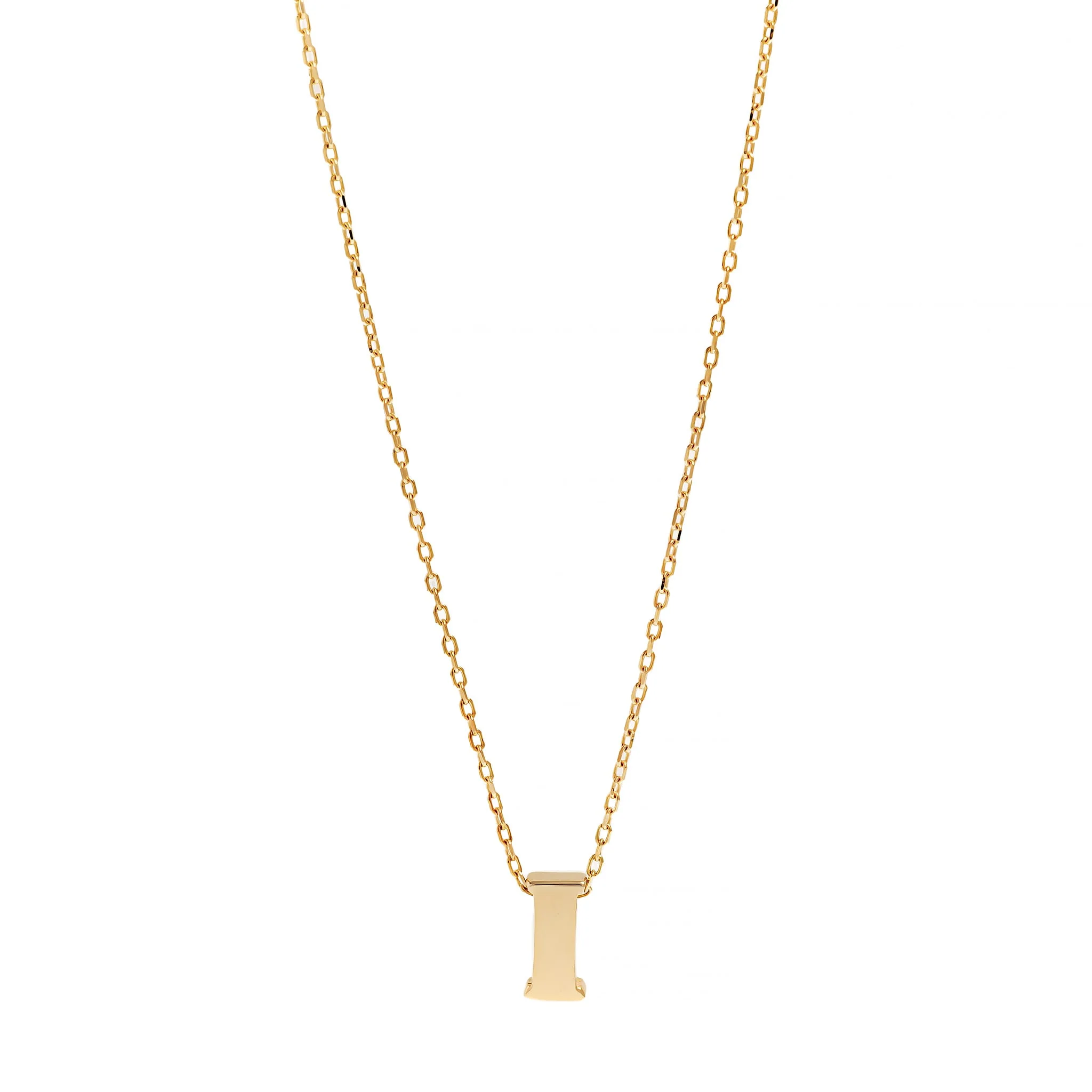 14K Yellow Gold Initial "I" Pendant Necklace