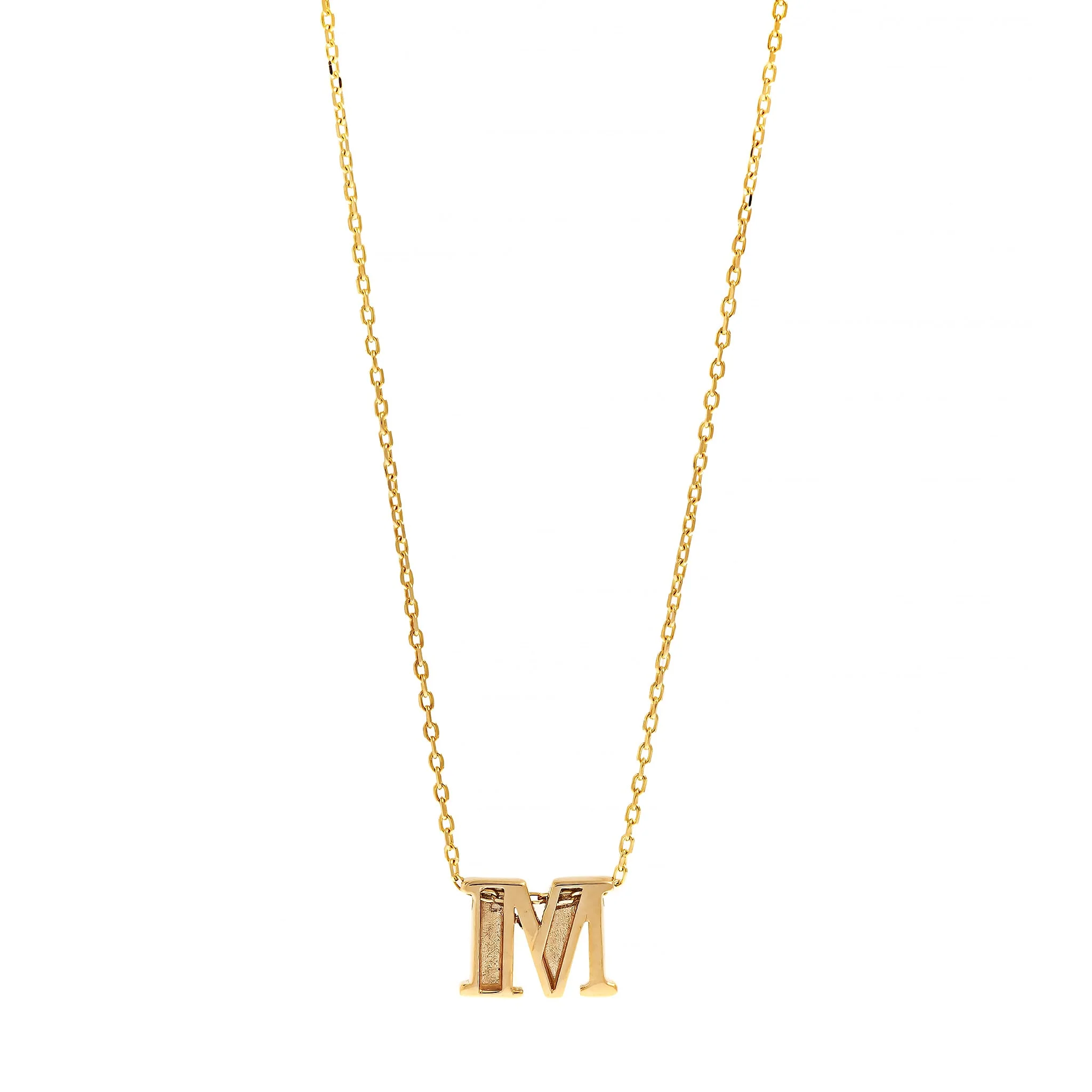 14K Yellow Gold Initial "M" Pendant Necklace - Image 2