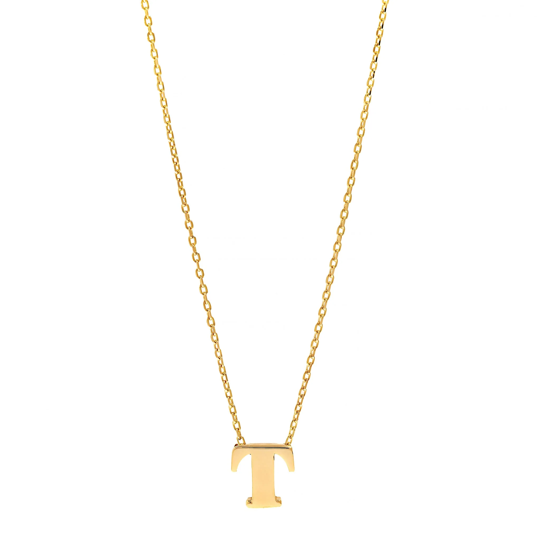 14K Yellow Gold Initial "T" Pendant Necklace
