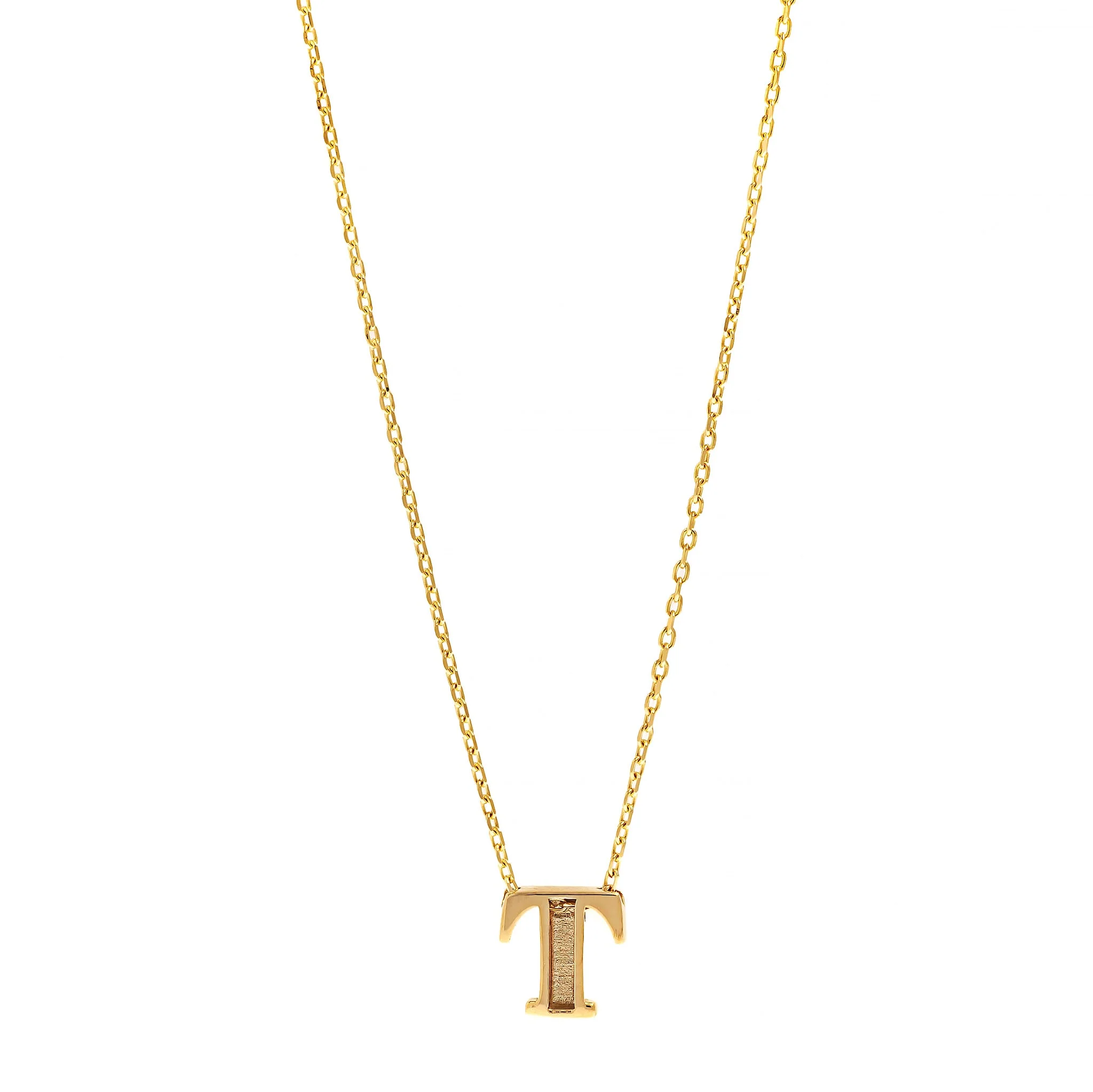 14K Yellow Gold Initial "T" Pendant Necklace - Image 2