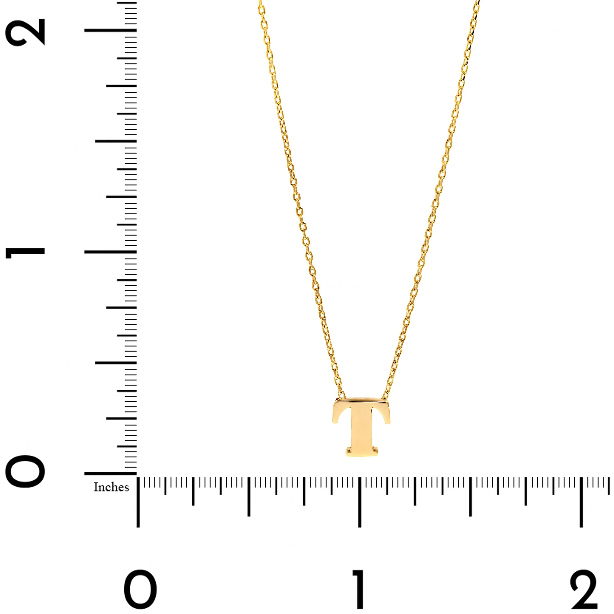 14K Yellow Gold Initial "T" Pendant Necklace - Image 4