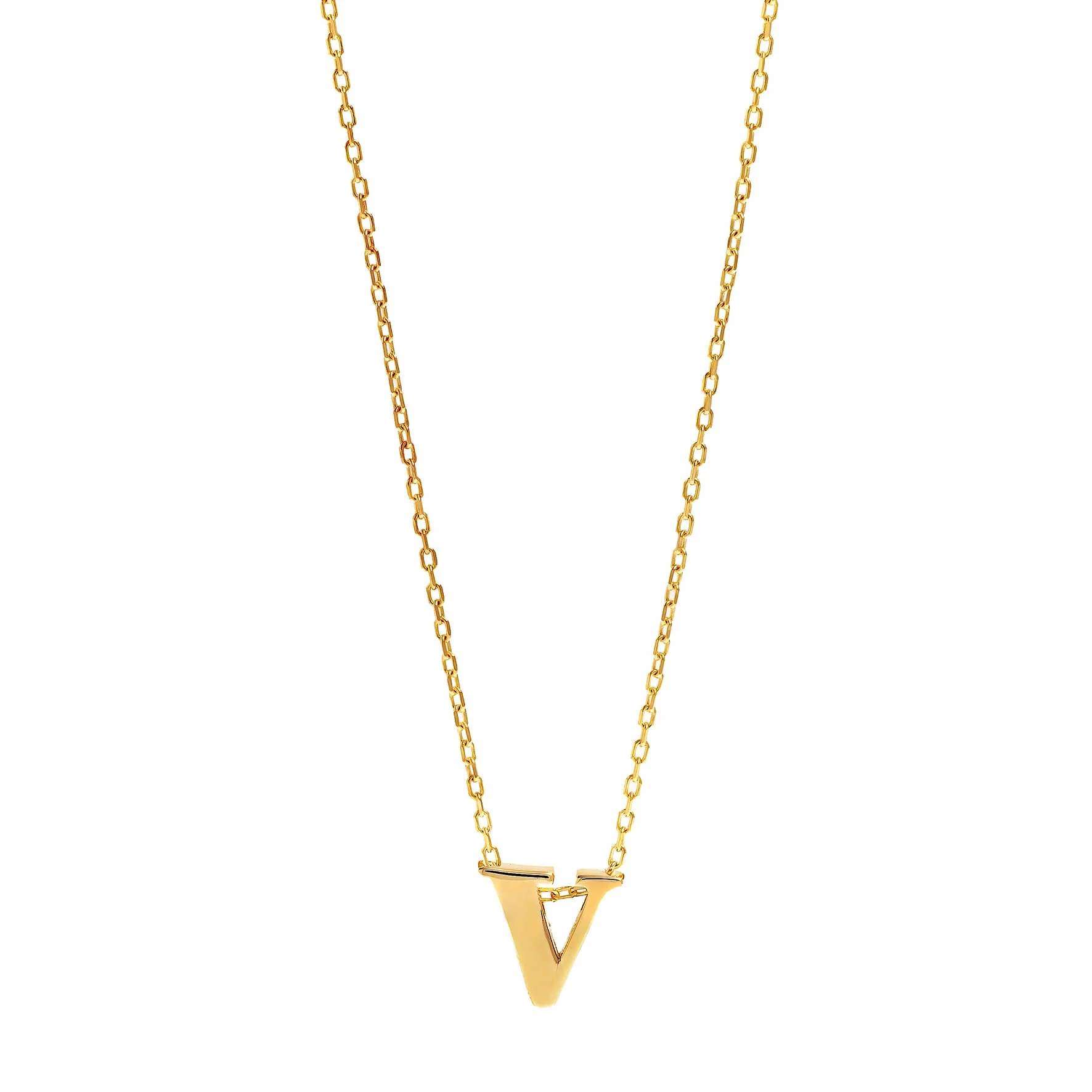 14K Yellow Gold Initial "V" Pendant Necklace