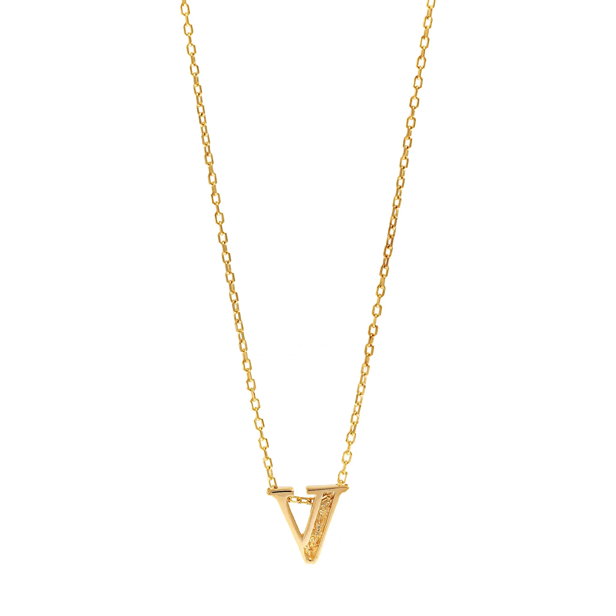 14K Yellow Gold Initial "V" Pendant Necklace - Image 2
